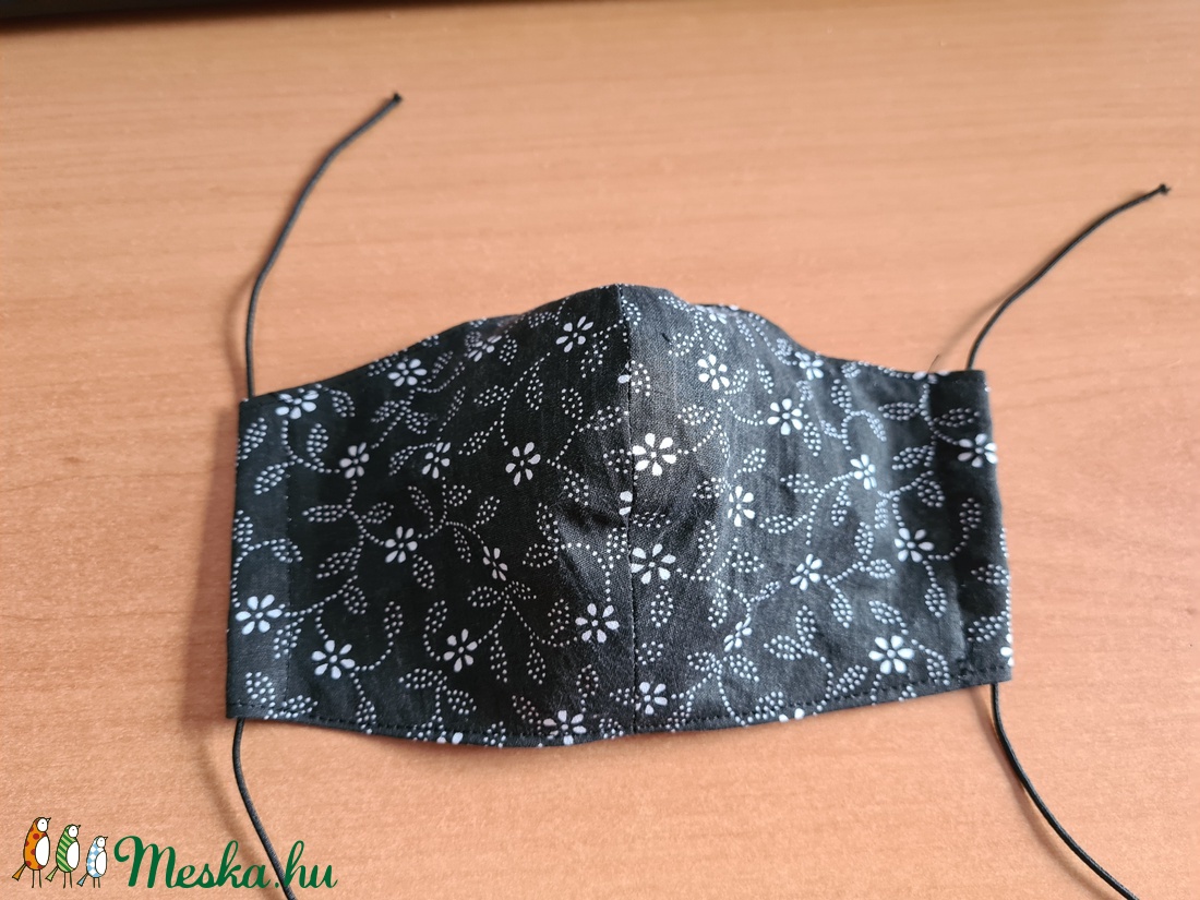 Mosható pamut maszk fekete kékfestő mintás anyagból - női - női - Meska.hu