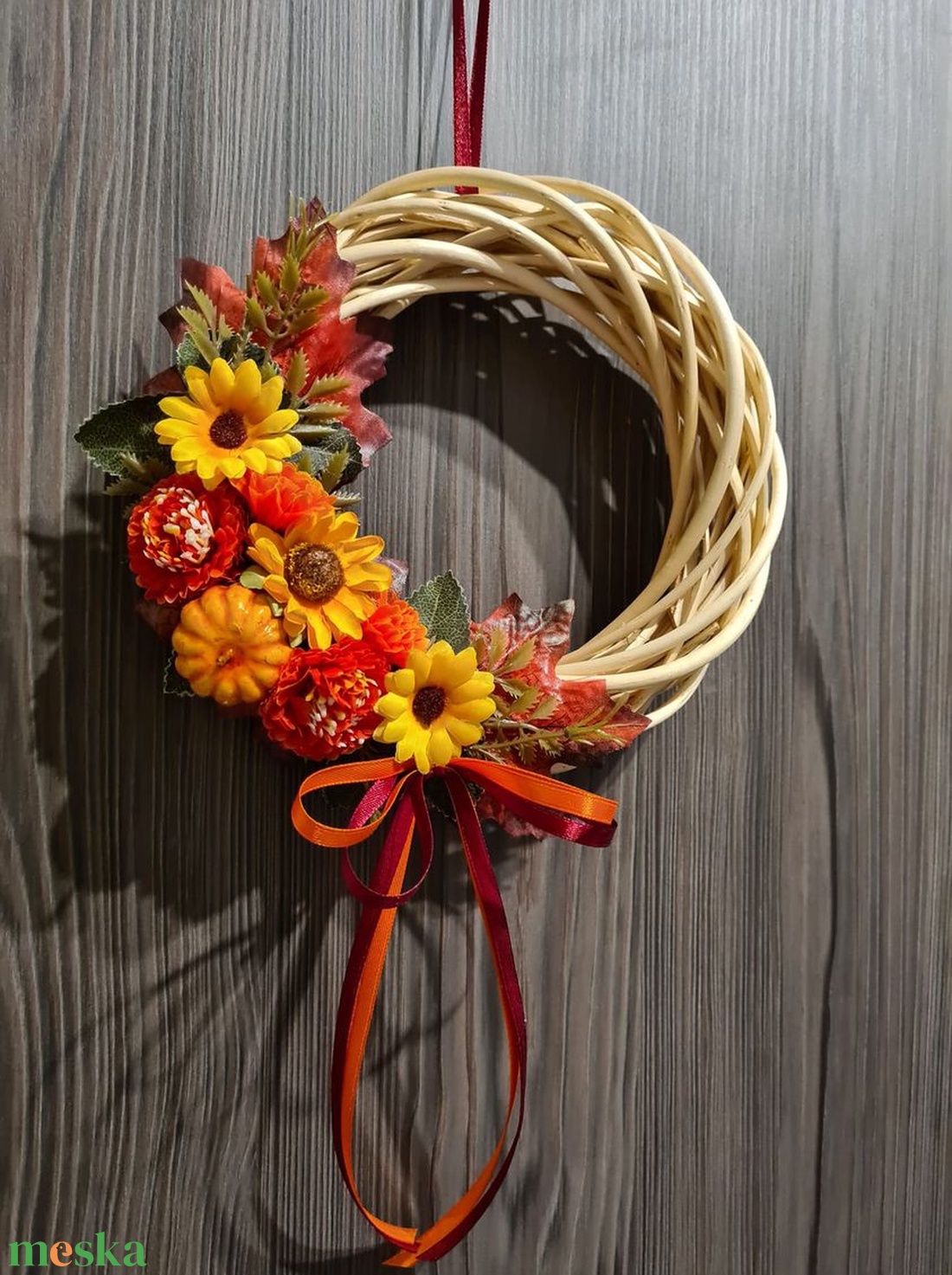 Kopogtató natúr vessző alapon - otthon & életmód - dekoráció - ajtó- és ablak dekoráció - ajtódísz & kopogtató - Meska.hu