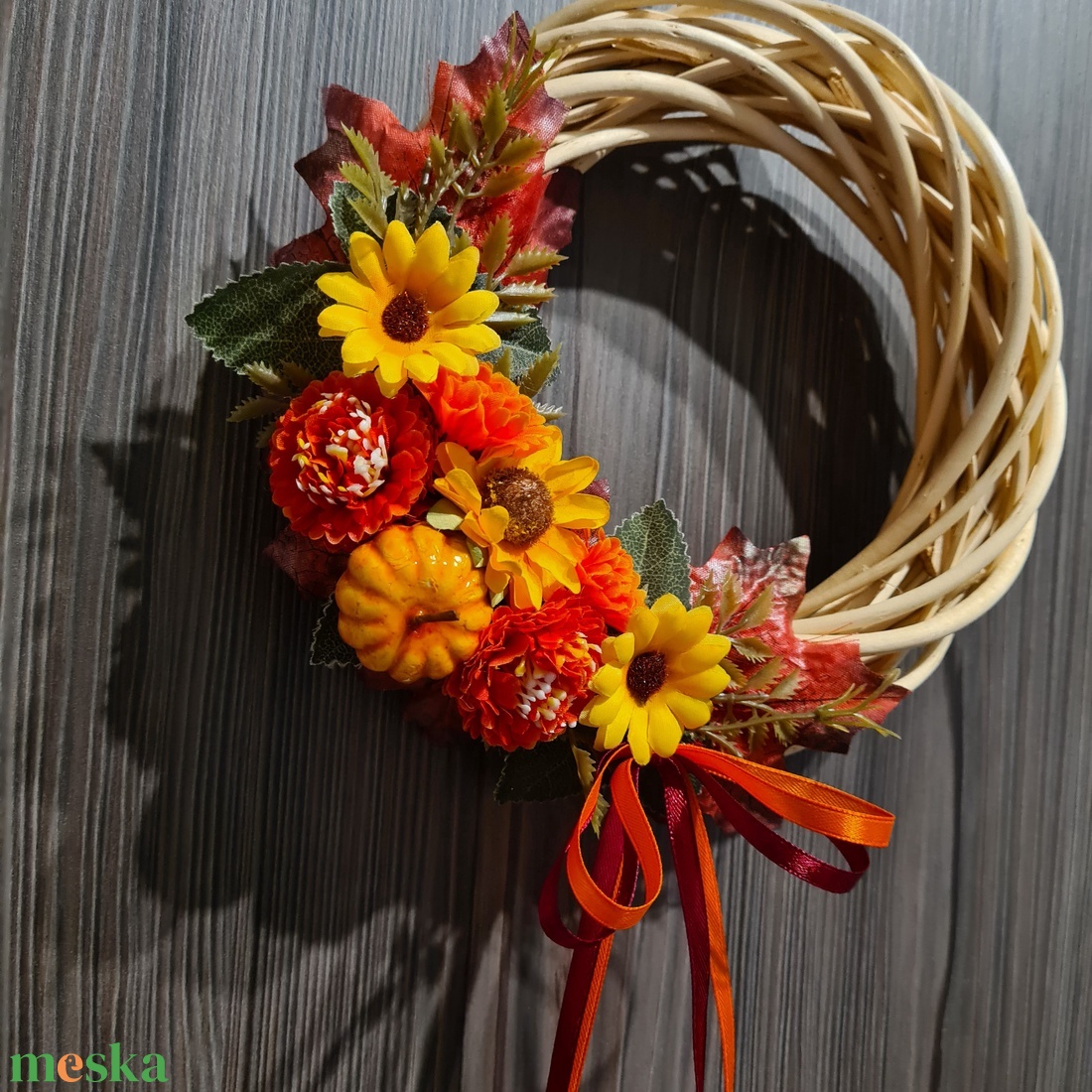 Kopogtató natúr vessző alapon - otthon & életmód - dekoráció - ajtó- és ablak dekoráció - ajtódísz & kopogtató - Meska.hu