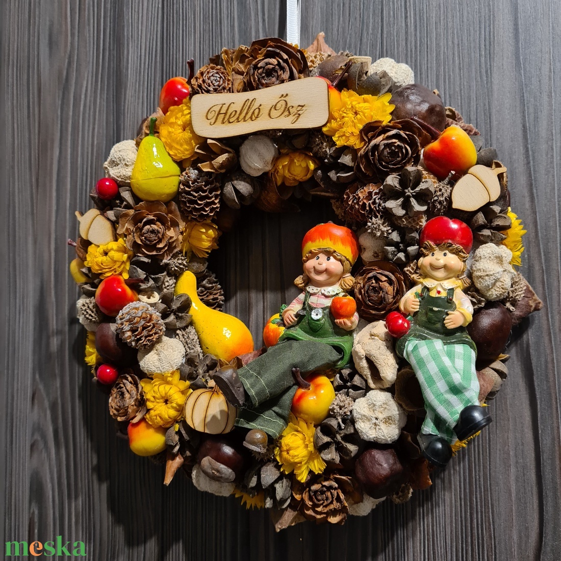 Őszi kopogtató ajtódísz - otthon & életmód - dekoráció - ajtó- és ablak dekoráció - ajtódísz & kopogtató - Meska.hu