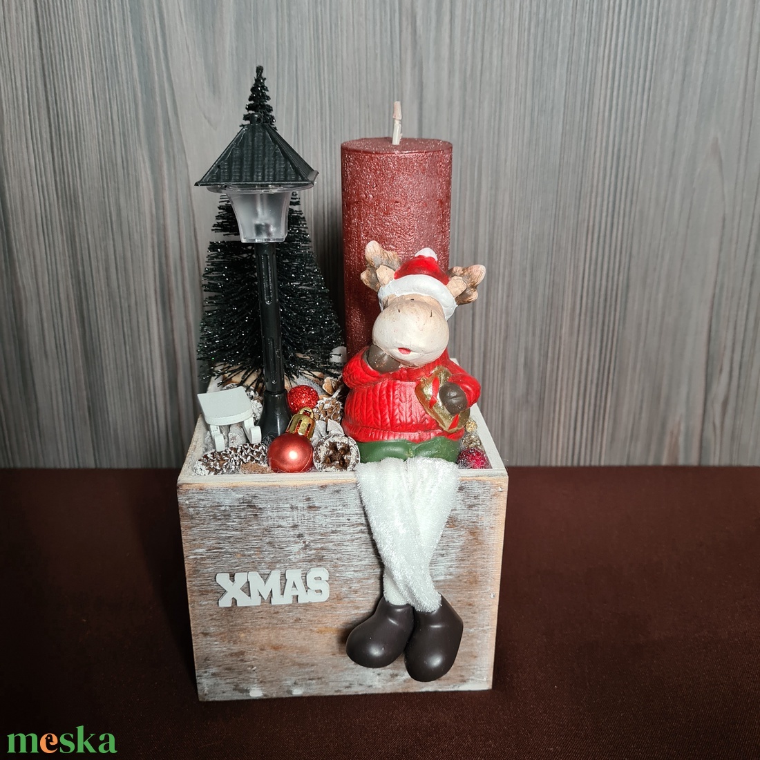 Rénszarvasos asztaldísz dobozban - otthon & életmód - dekoráció - ajtó- és ablak dekoráció - ajtódísz & kopogtató - Meska.hu