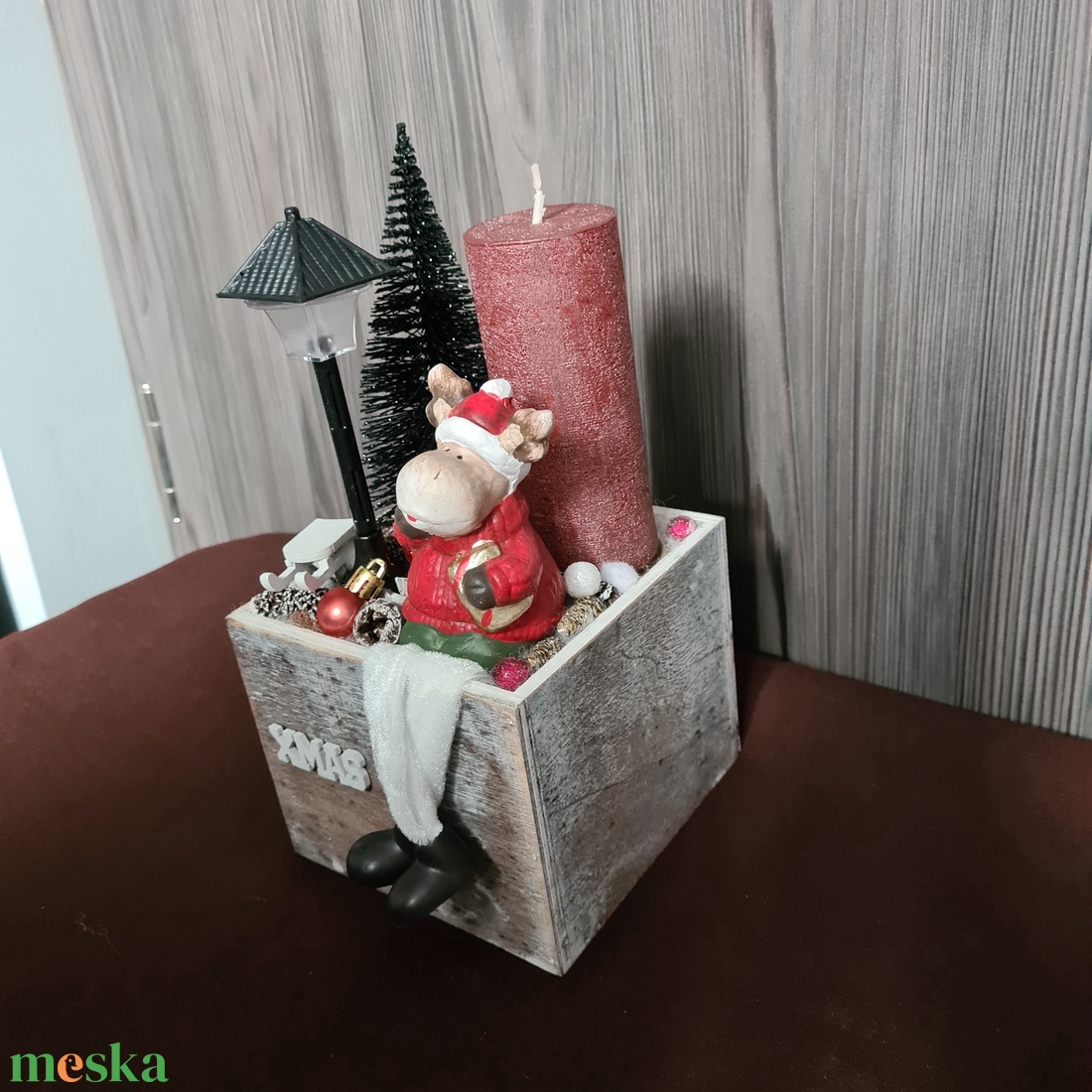 Rénszarvasos asztaldísz dobozban - otthon & életmód - dekoráció - ajtó- és ablak dekoráció - ajtódísz & kopogtató - Meska.hu