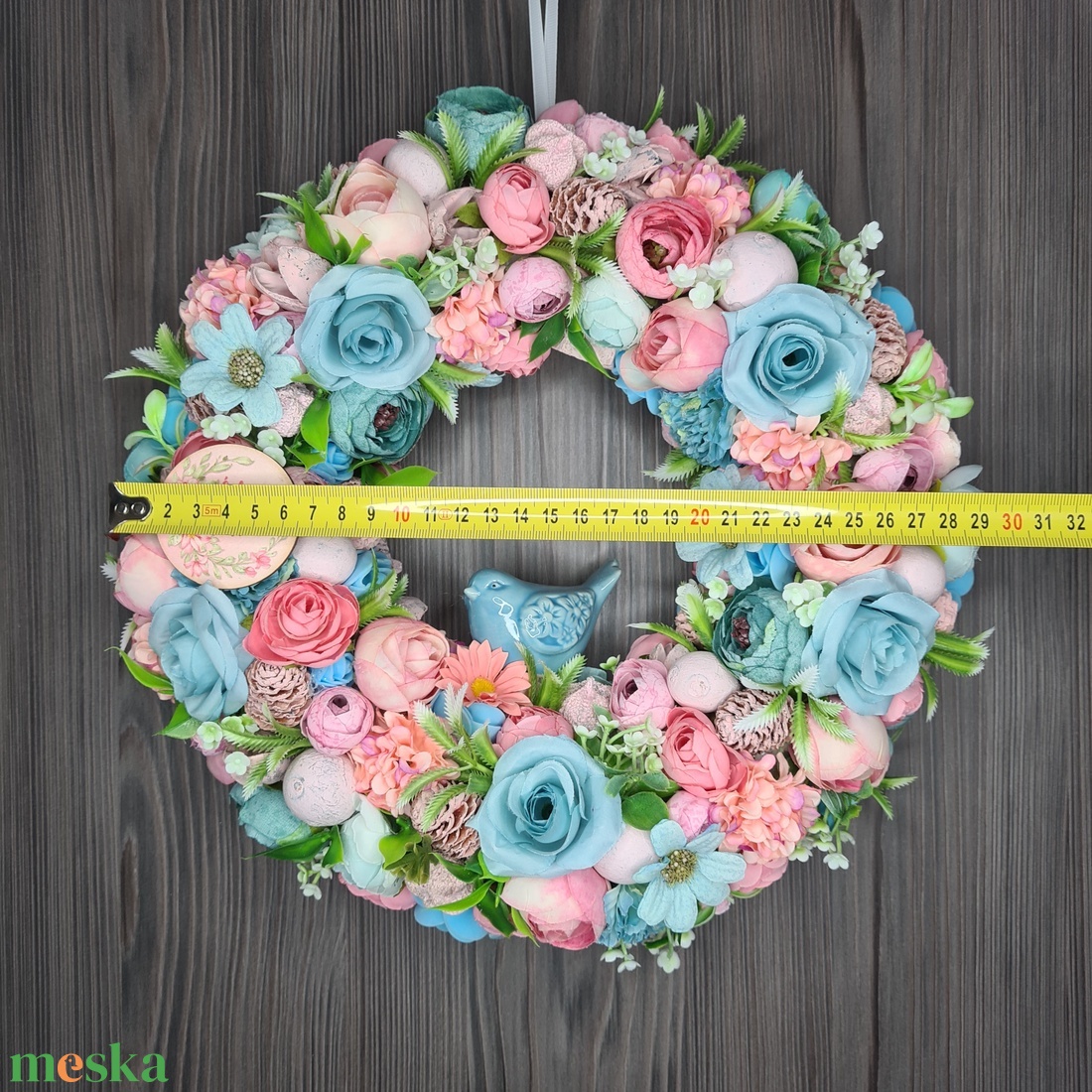 Kék-rózsaszín kopogtató - otthon & életmód - dekoráció - ajtó- és ablak dekoráció - ajtódísz & kopogtató - Meska.hu