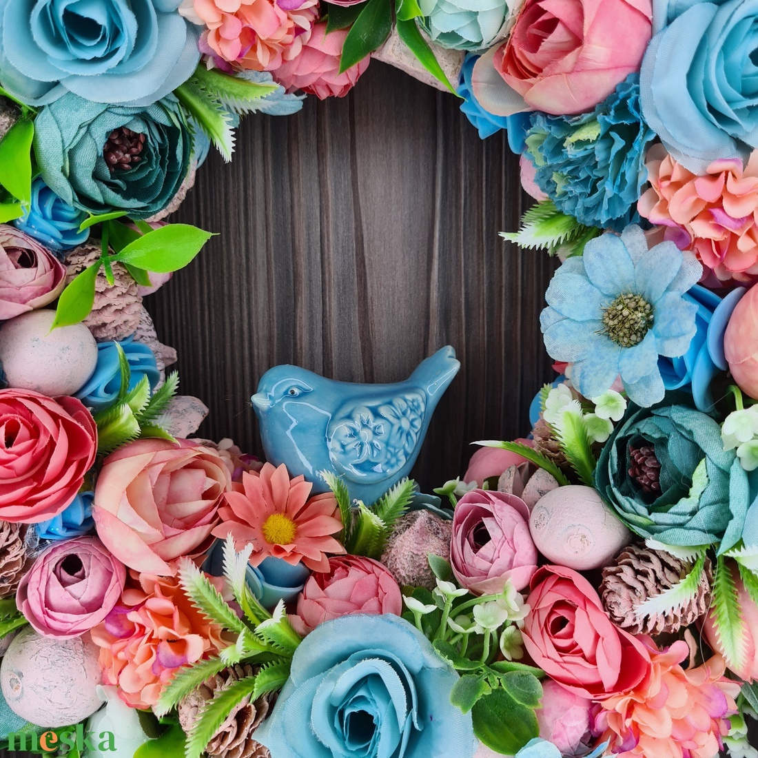 Kék-rózsaszín kopogtató - otthon & életmód - dekoráció - ajtó- és ablak dekoráció - ajtódísz & kopogtató - Meska.hu