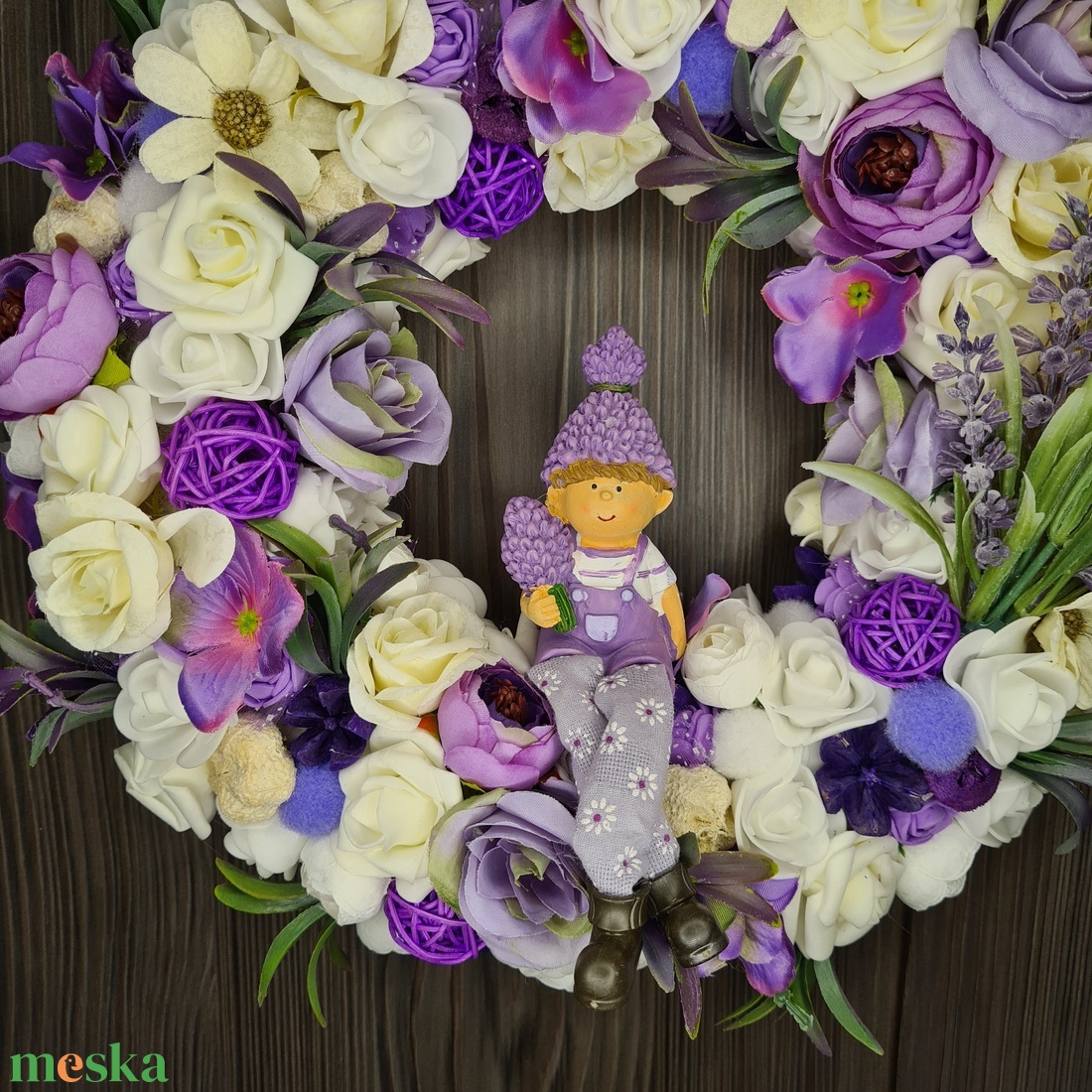 Tavaszi levendulás kopogtató - otthon & életmód - dekoráció - ajtó- és ablak dekoráció - ajtódísz & kopogtató - Meska.hu