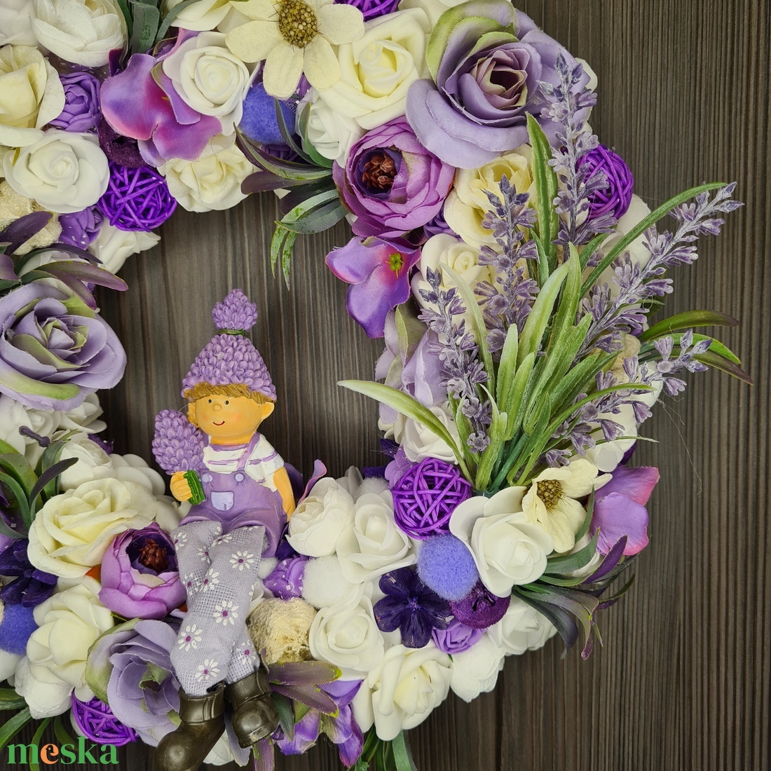 Tavaszi levendulás kopogtató - otthon & életmód - dekoráció - ajtó- és ablak dekoráció - ajtódísz & kopogtató - Meska.hu