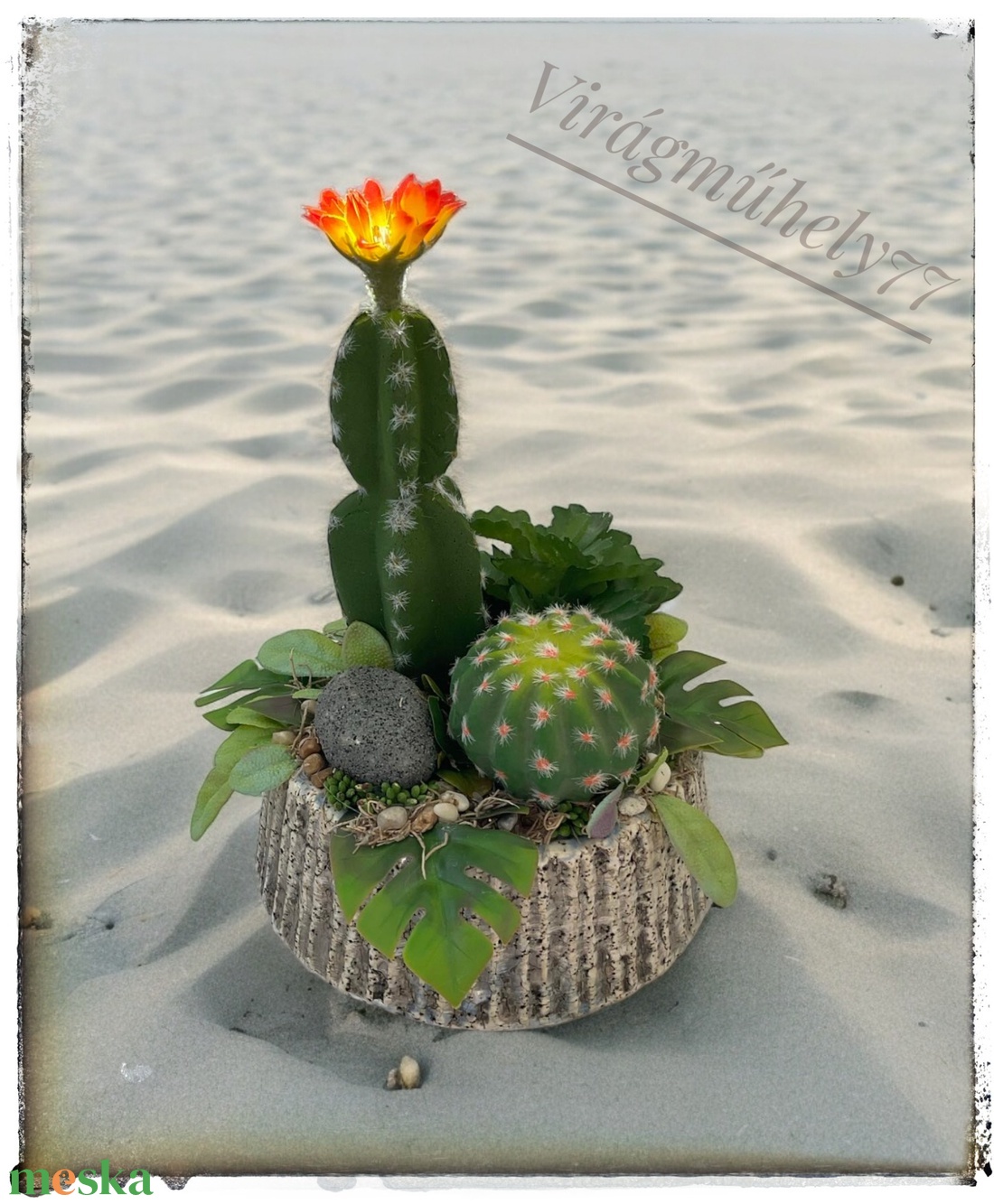 Kaktusz tál - otthon & életmód - dekoráció - asztal és polc dekoráció - asztaldísz - Meska.hu