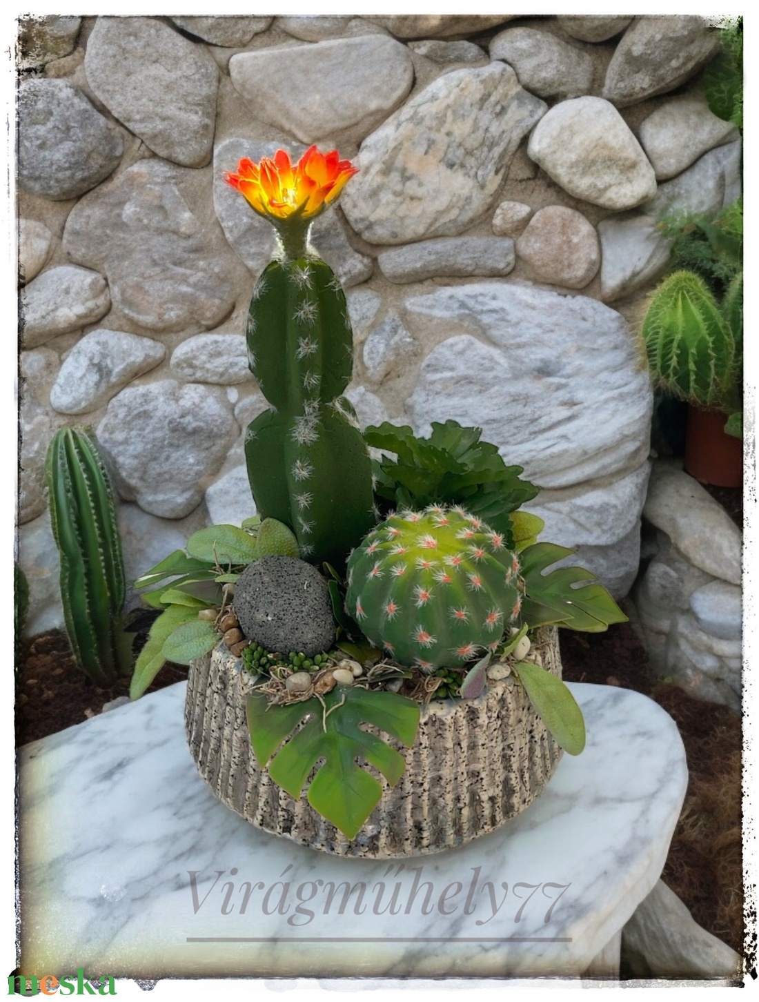 Kaktusz tál - otthon & életmód - dekoráció - asztal és polc dekoráció - asztaldísz - Meska.hu