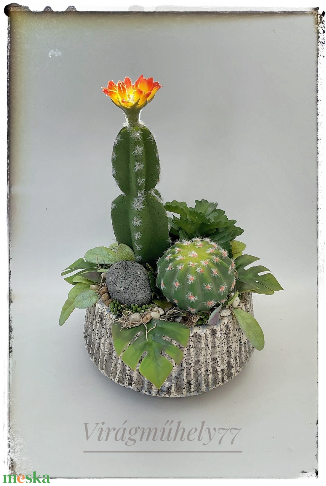Kaktusz tál - otthon & életmód - dekoráció - asztal és polc dekoráció - asztaldísz - Meska.hu