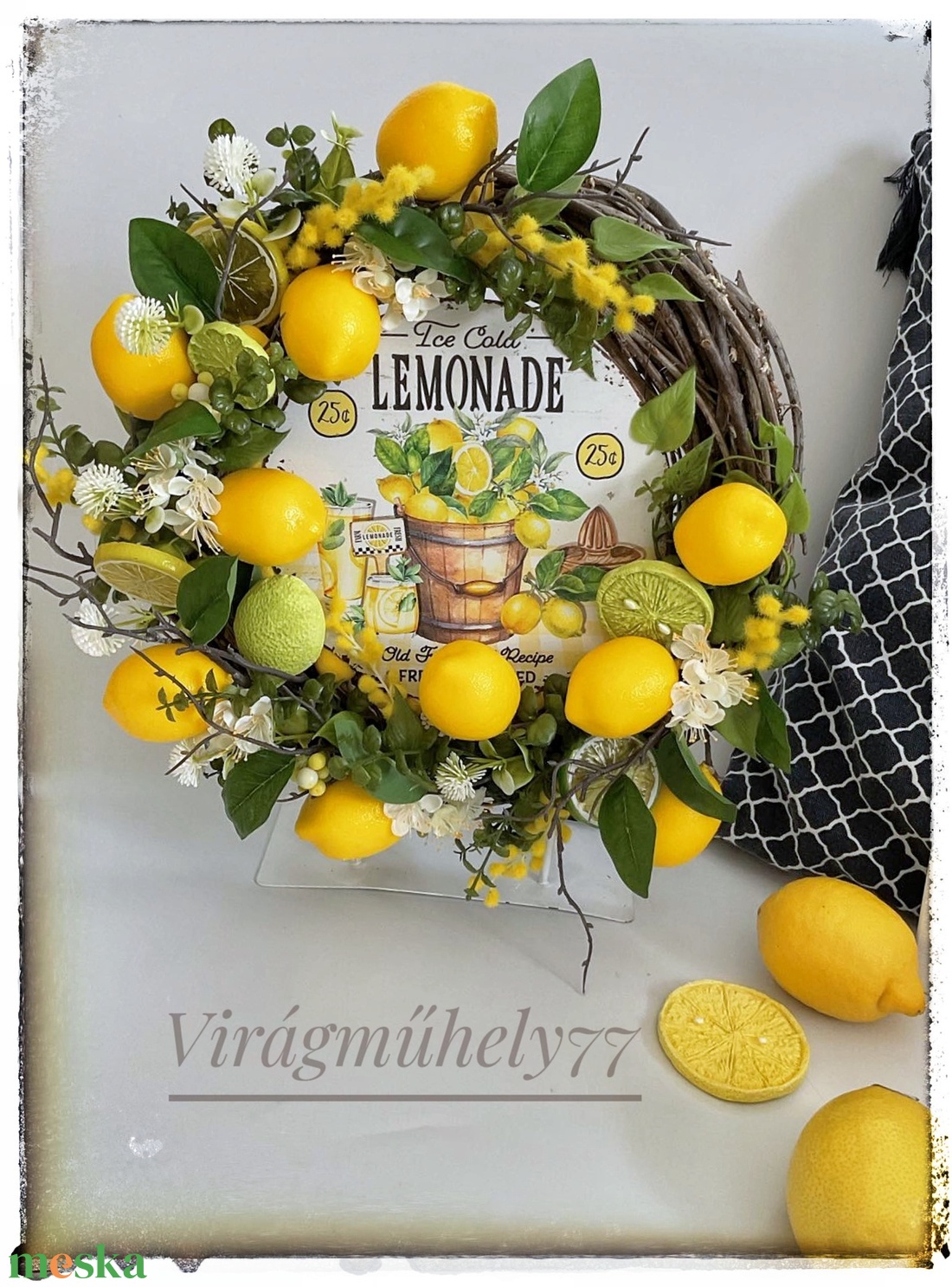 Citromos kopogtató  - otthon & életmód - dekoráció - ajtó- és ablak dekoráció - ajtódísz & kopogtató - Meska.hu