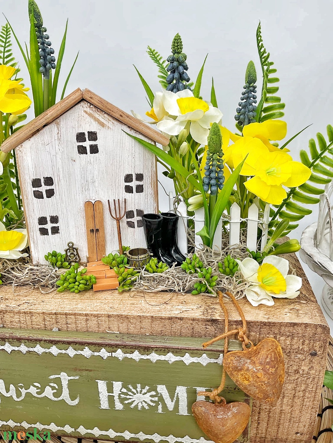 Vintage tavaszi dekoráció  - otthon & életmód - dekoráció - asztal és polc dekoráció - asztaldísz - Meska.hu