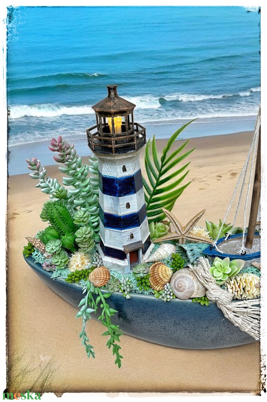 Tengerparti világítótorony asztaldísz, ledes - otthon & életmód - dekoráció - asztal és polc dekoráció - asztaldísz - Meska.hu