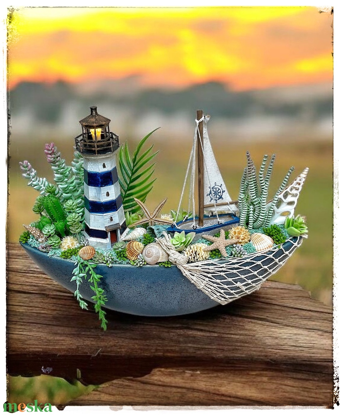 Tengerparti világítótorony asztaldísz, ledes - otthon & életmód - dekoráció - asztal és polc dekoráció - asztaldísz - Meska.hu