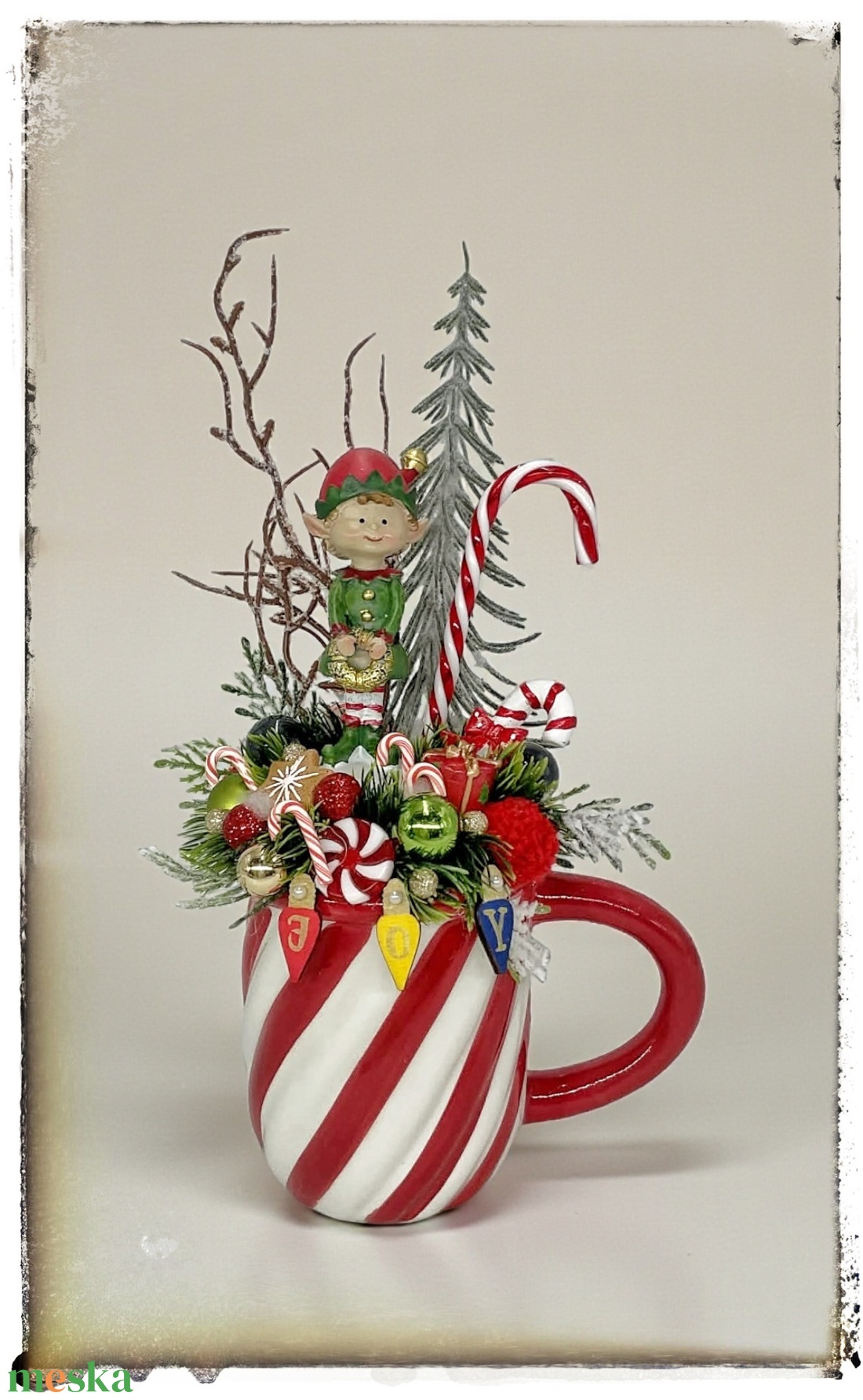 Akció Manós bögrés dekor - karácsony - karácsonyi lakásdekoráció - karácsonyi lakásdíszek - Meska.hu