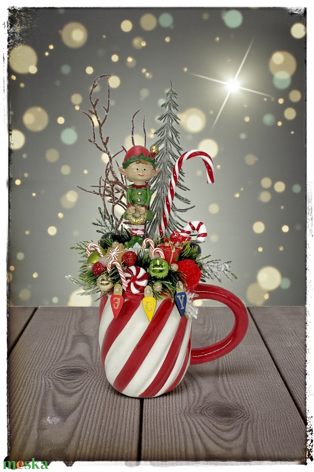 Akció Manós bögrés dekor - karácsony - karácsonyi lakásdekoráció - karácsonyi lakásdíszek - Meska.hu