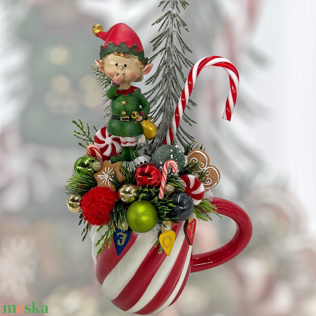 Akció Manós bögrés dekor - karácsony - karácsonyi lakásdekoráció - karácsonyi lakásdíszek - Meska.hu