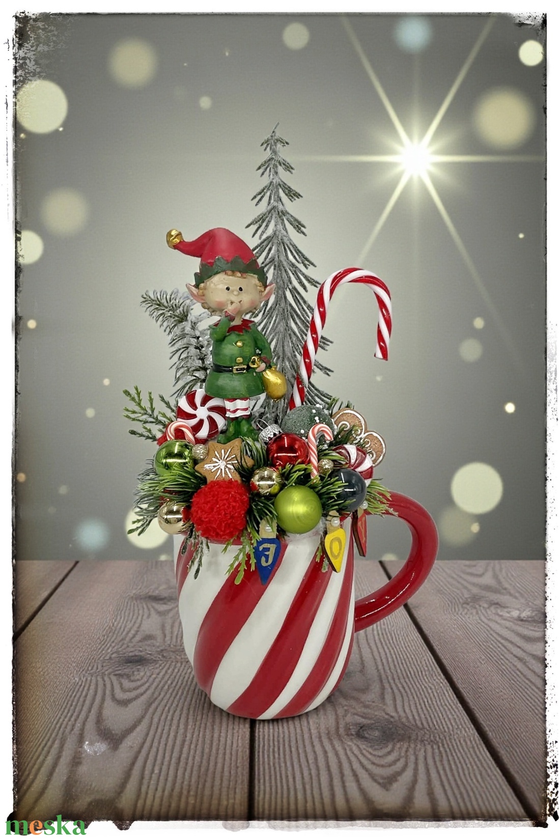 Akció Manós bögrés dekor - karácsony - karácsonyi lakásdekoráció - karácsonyi lakásdíszek - Meska.hu