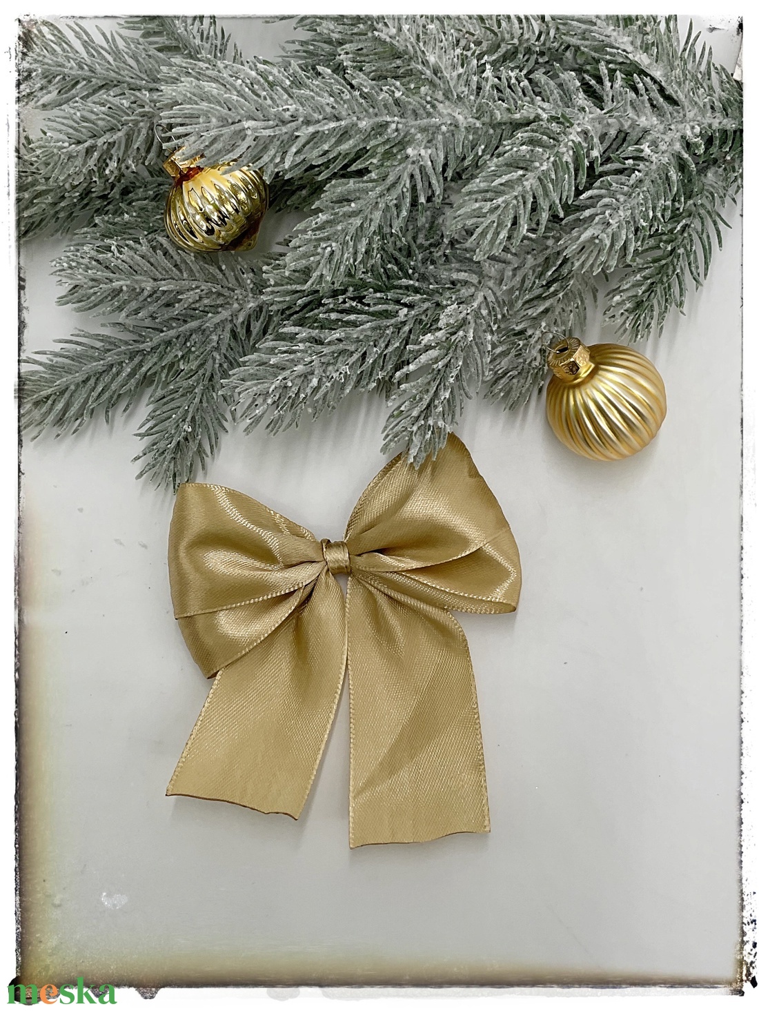 Szatén masni arany - karácsony - karácsonyi lakásdekoráció - karácsonyfadíszek - Meska.hu