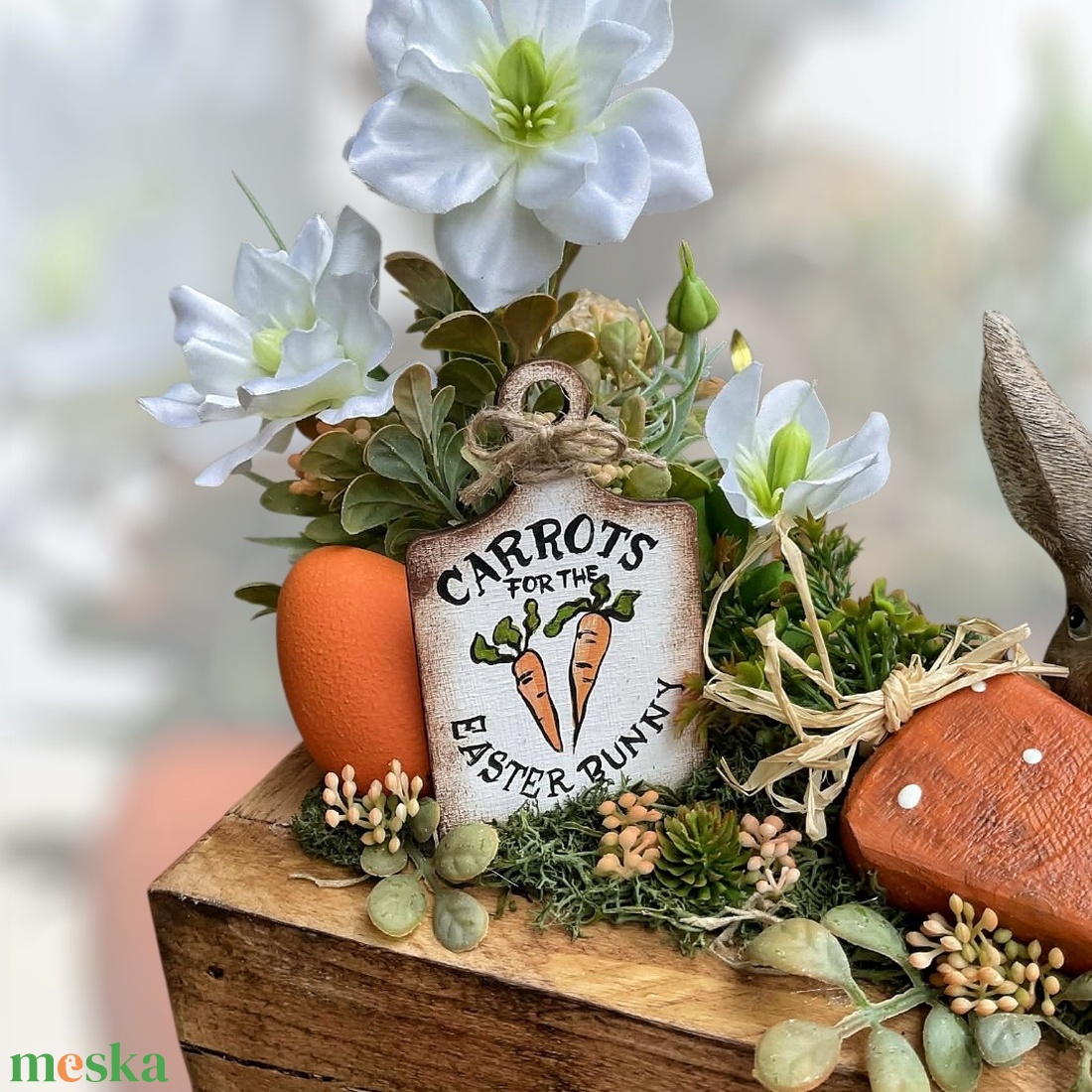 Vidám Húsvéti dekor rusztikus ládikóban, répa farm - ünnepi díszek, dekorációk - húsvéti díszek és dekorációk - húsvéti asztaldíszek - Meska.hu