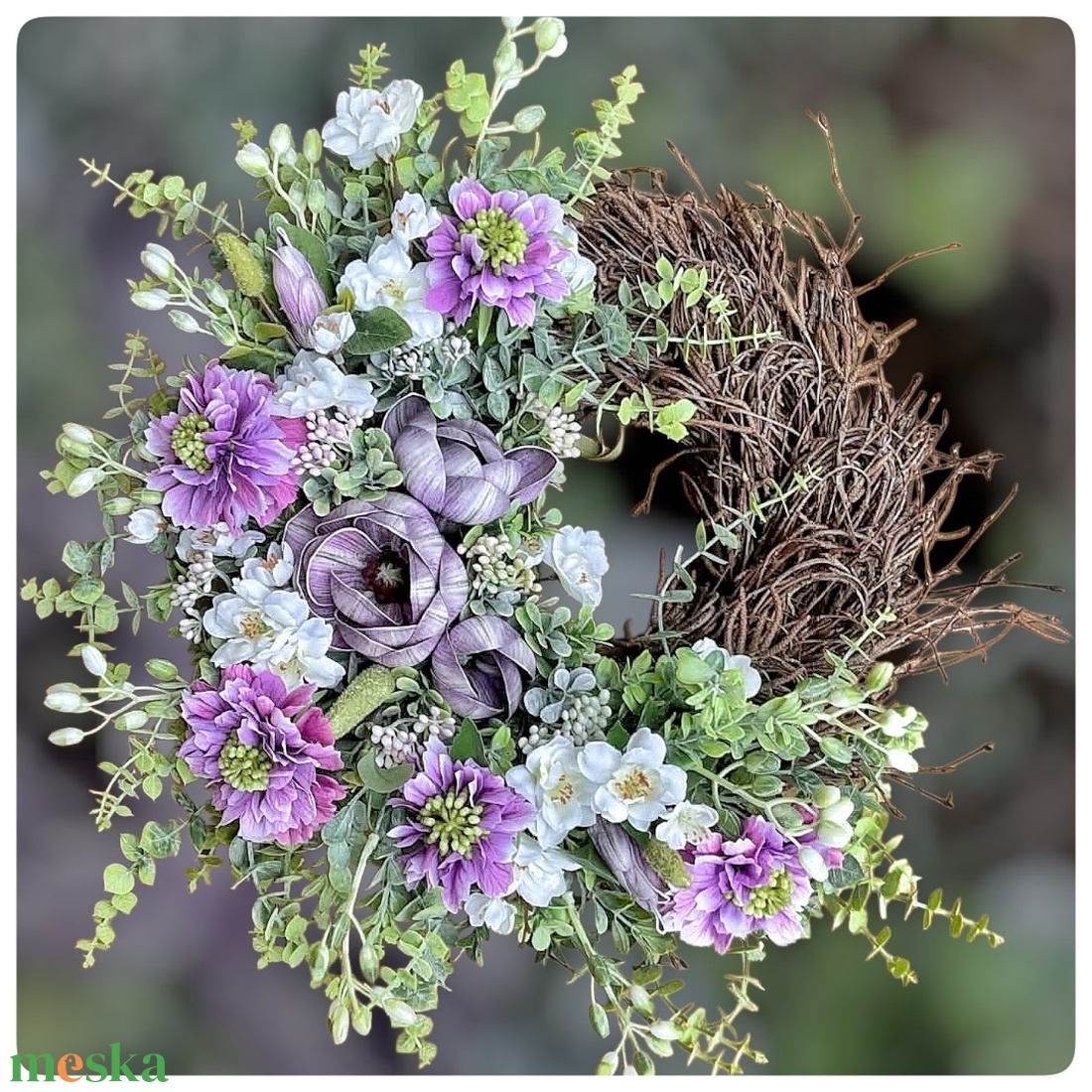 Bohém kopogtató magnóliával, tavaszi - otthon & életmód - virágdekoráció - virágdíszek - dekor koszorúk, kopogtatók - Meska.hu