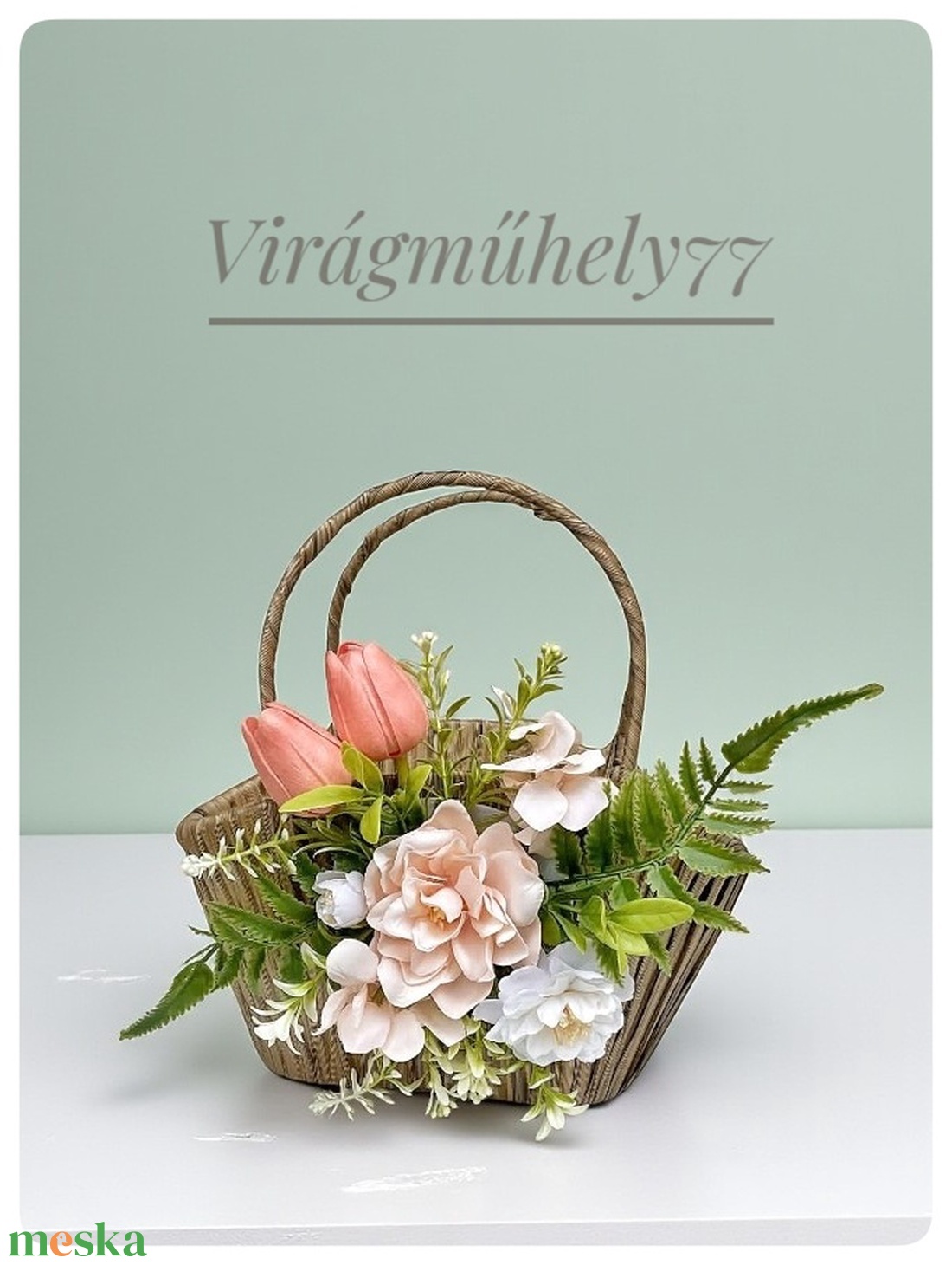 Vidám kiskosár, anyák napjára, húsvétra - ünnepi díszek, dekorációk - húsvéti díszek és dekorációk - húsvéti kosár - Meska.hu