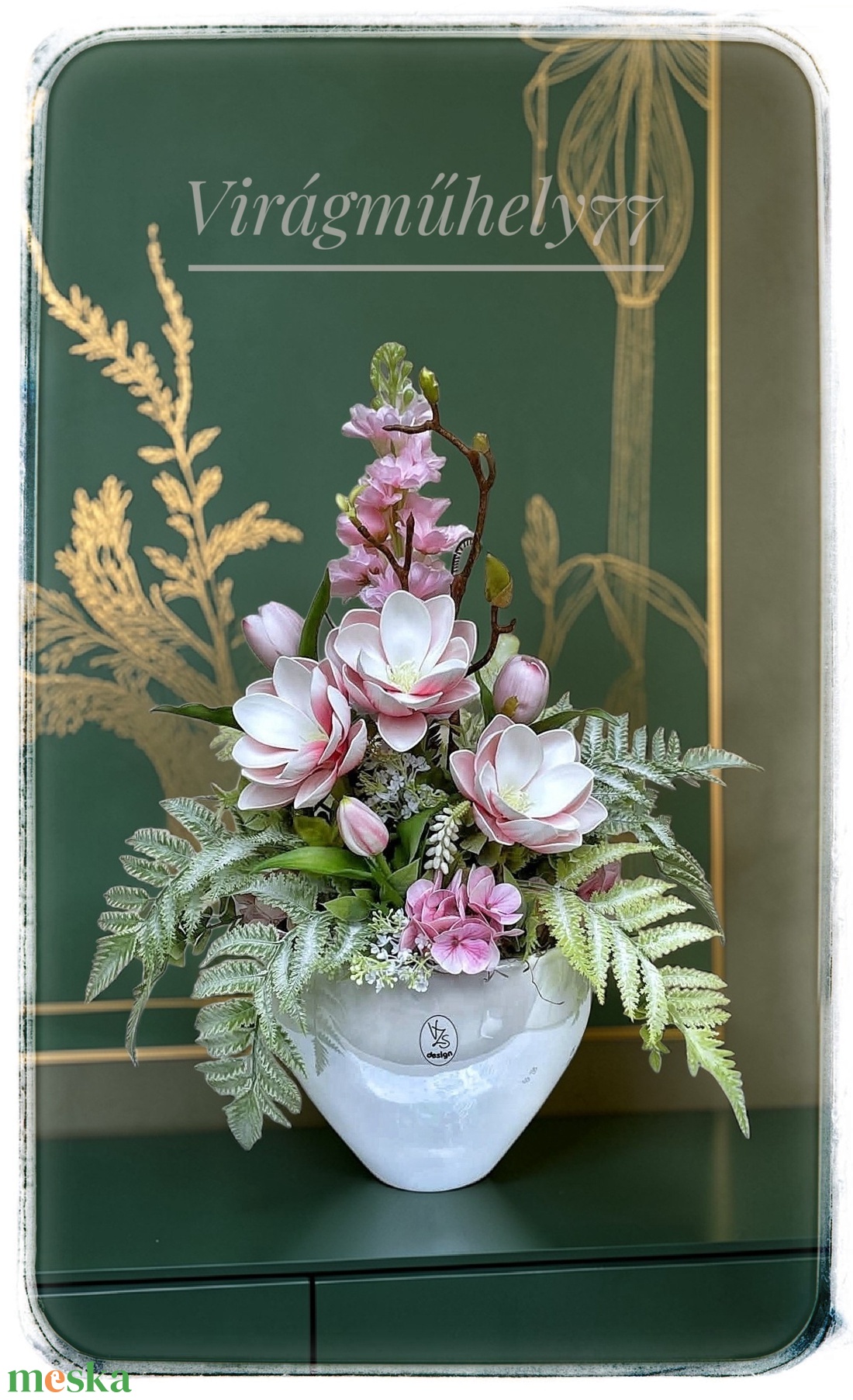 Exkluzív magnólia asztaldísz  - otthon & életmód - dekoráció - asztal és polc dekoráció - asztaldísz - Meska.hu