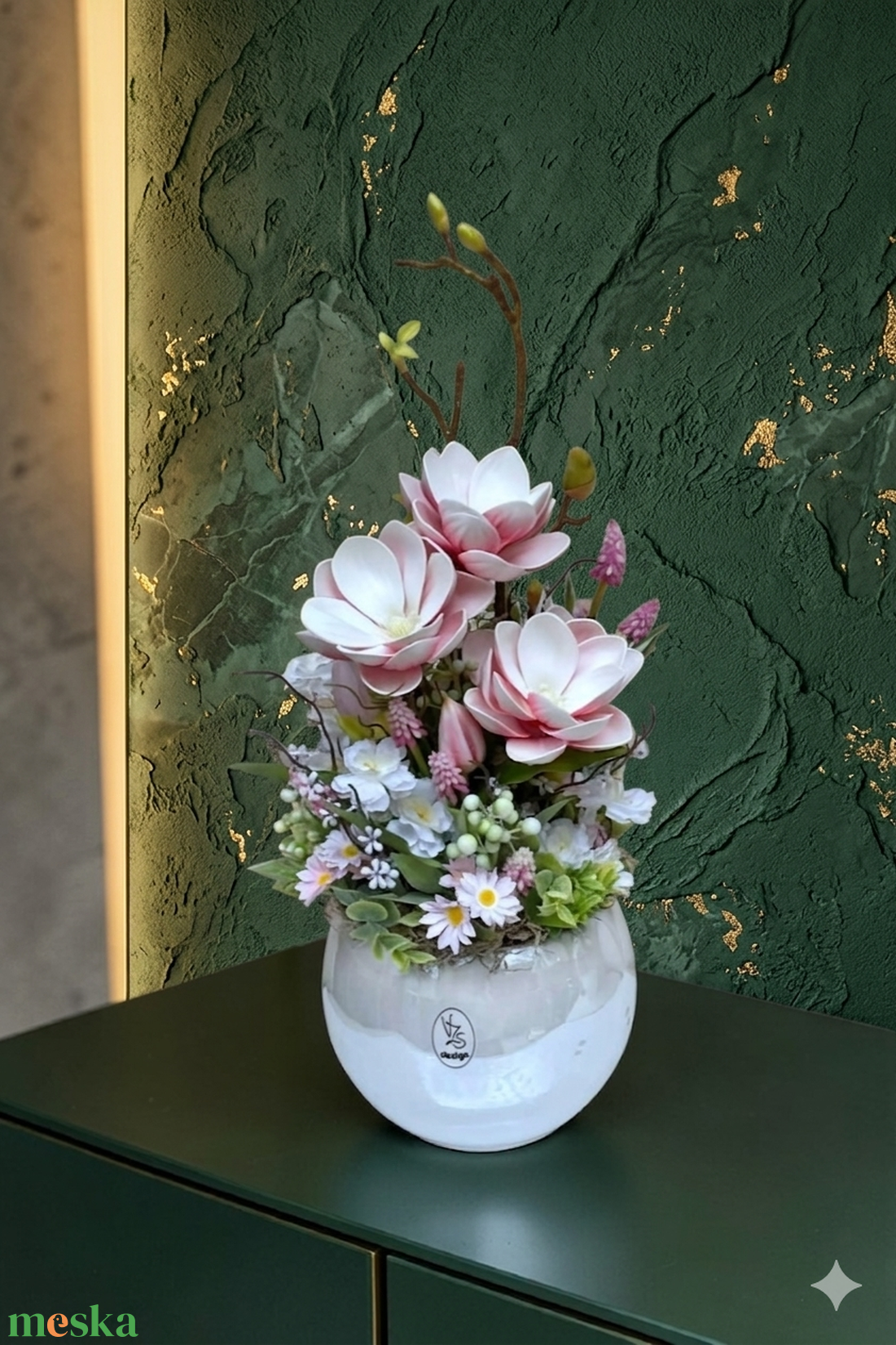 Prémium magnólia asztaldísz  - otthon & életmód - dekoráció - asztal és polc dekoráció - asztaldísz - Meska.hu