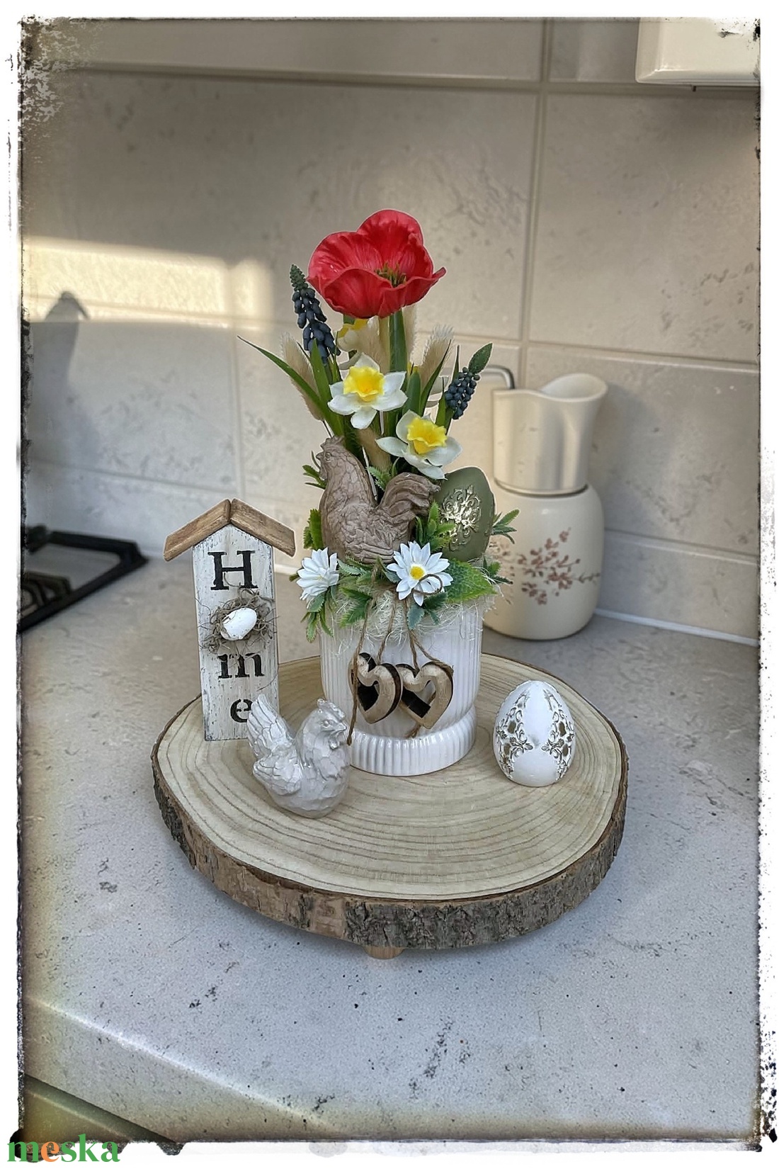 Tavaszi asztaldísz, pipacsos tyúkanyós szett - ünnepi díszek, dekorációk - húsvéti díszek és dekorációk - húsvéti asztaldíszek - Meska.hu