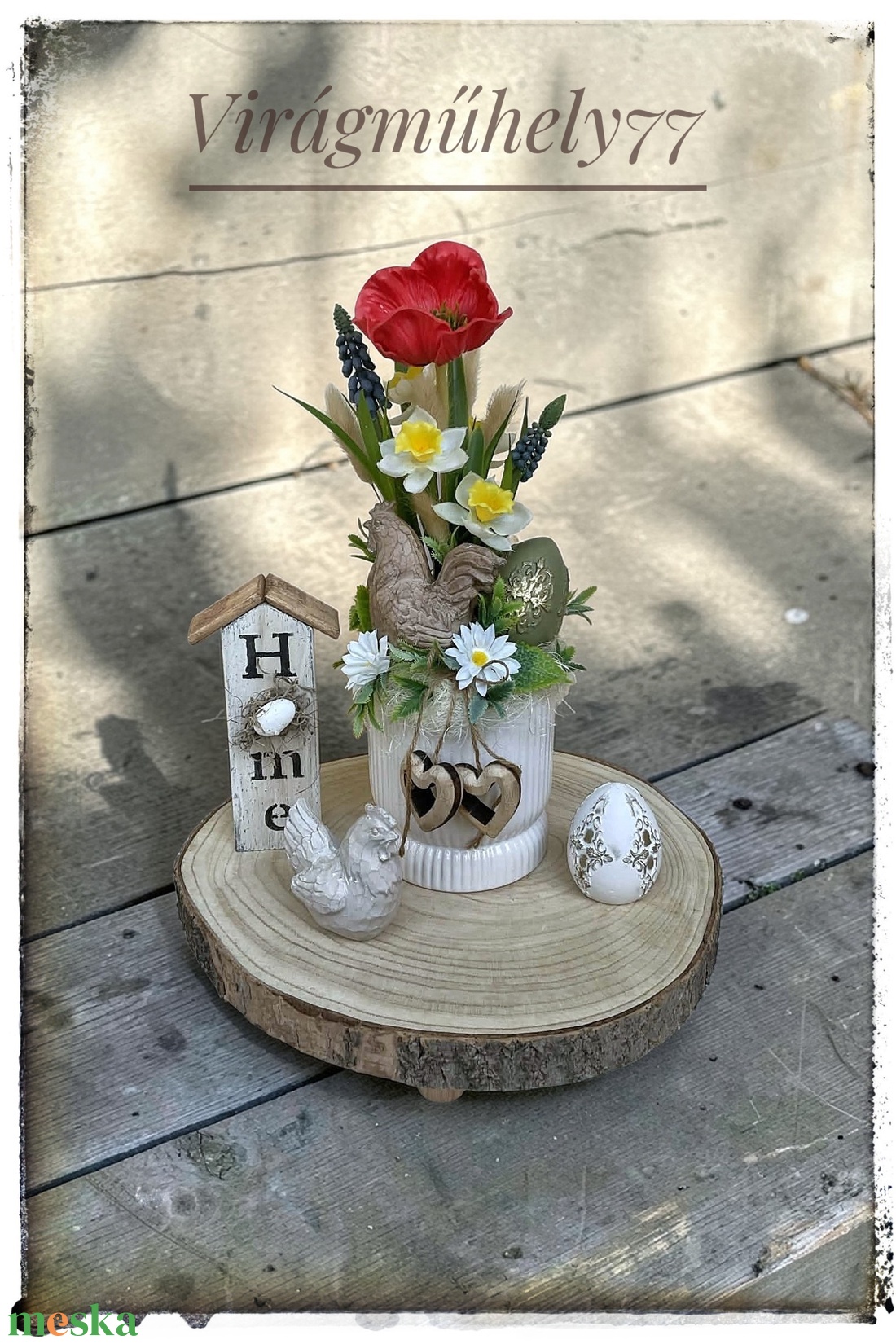 Tavaszi asztaldísz, pipacsos tyúkanyós szett - ünnepi díszek, dekorációk - húsvéti díszek és dekorációk - húsvéti asztaldíszek - Meska.hu
