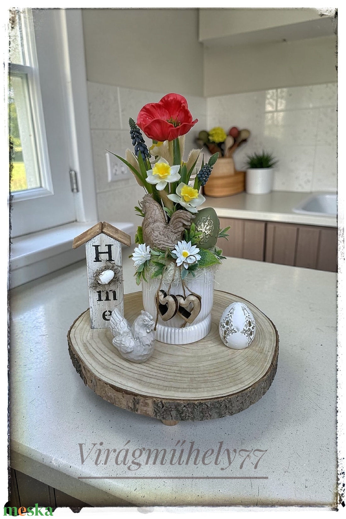 Tavaszi asztaldísz, pipacsos tyúkanyós szett - ünnepi díszek, dekorációk - húsvéti díszek és dekorációk - húsvéti asztaldíszek - Meska.hu