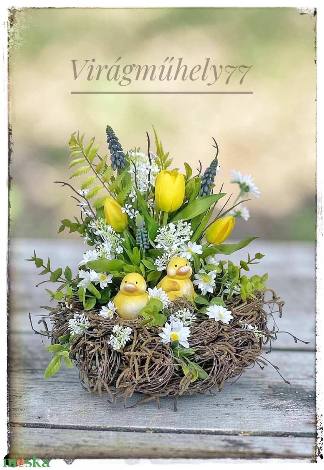 Kiskacsás húsveti/tavaszi dekoráció - ünnepi díszek, dekorációk - húsvéti díszek és dekorációk - húsvéti asztaldíszek - Meska.hu