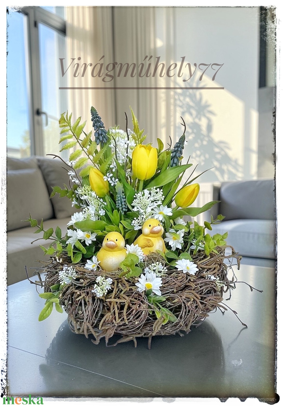 Kiskacsás húsveti/tavaszi dekoráció - ünnepi díszek, dekorációk - húsvéti díszek és dekorációk - húsvéti asztaldíszek - Meska.hu