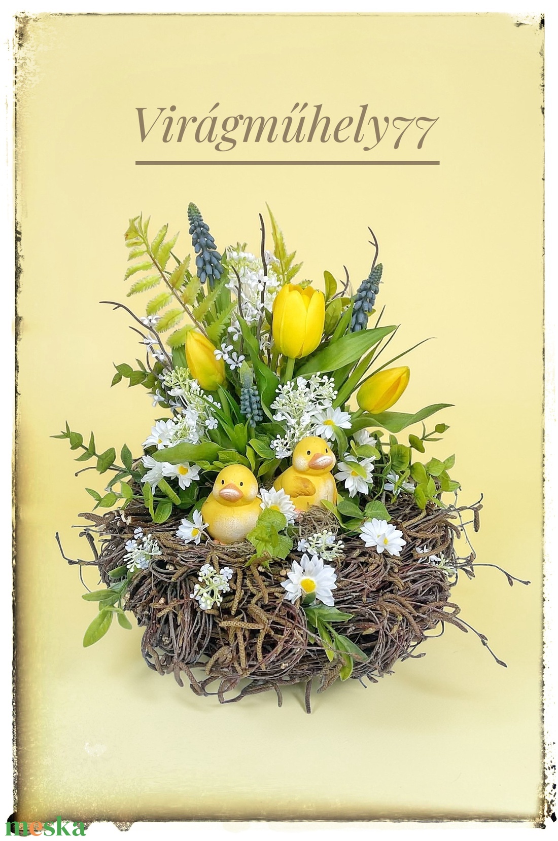 Kiskacsás húsveti/tavaszi dekoráció - ünnepi díszek, dekorációk - húsvéti díszek és dekorációk - húsvéti asztaldíszek - Meska.hu