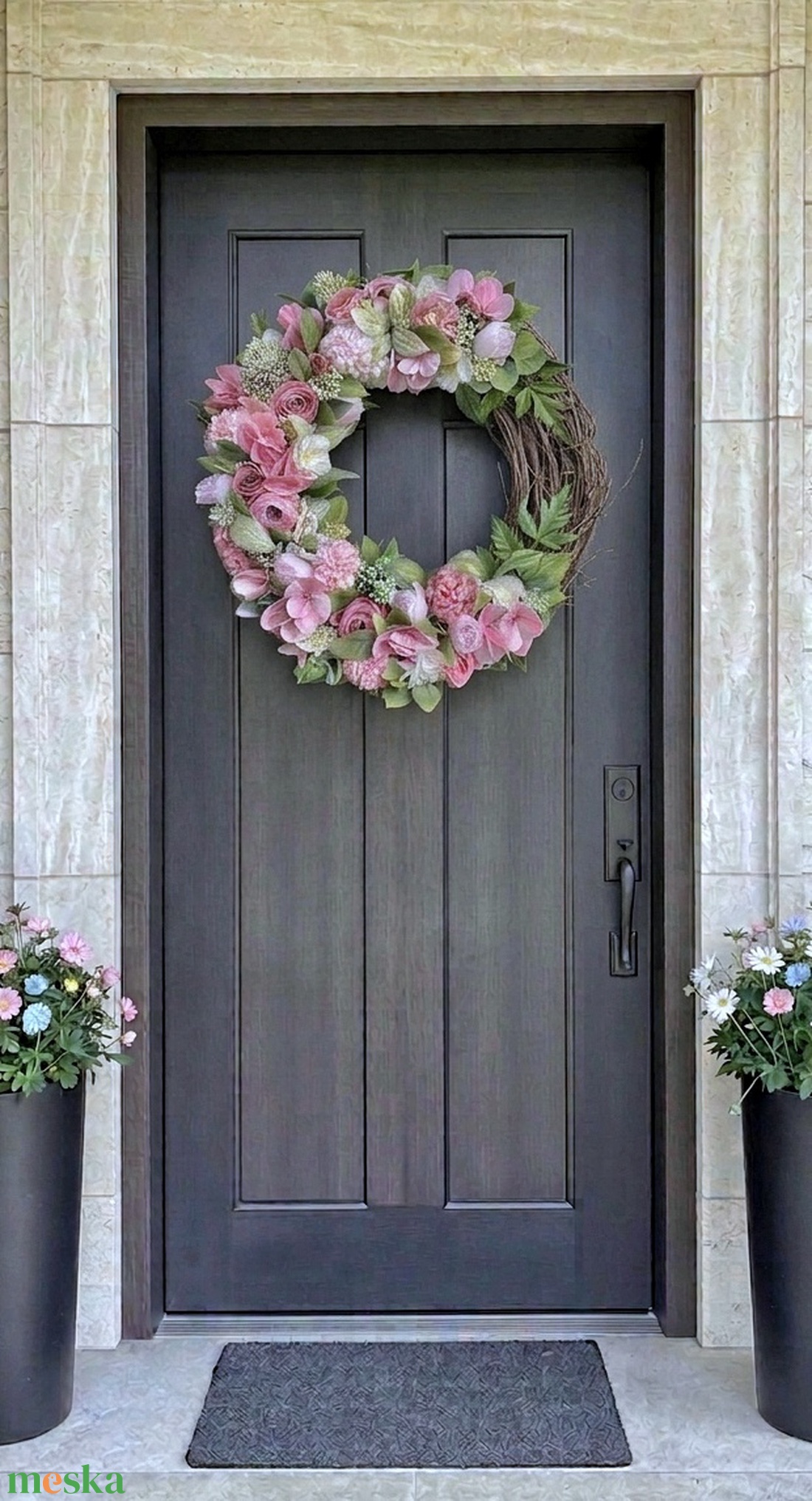 Vegyes virágos kopogtató  - otthon & életmód - dekoráció - ajtó- és ablak dekoráció - ajtódísz & kopogtató - Meska.hu