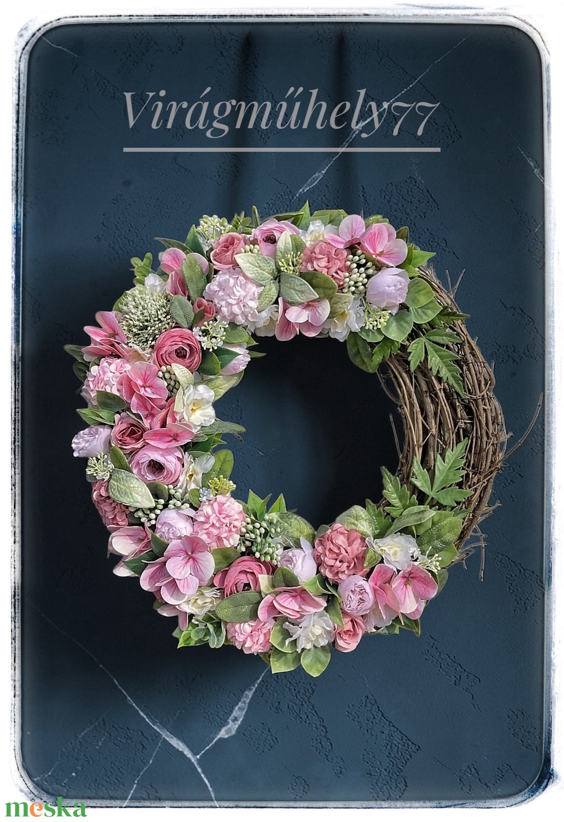 Vegyes virágos kopogtató  - otthon & életmód - dekoráció - ajtó- és ablak dekoráció - ajtódísz & kopogtató - Meska.hu