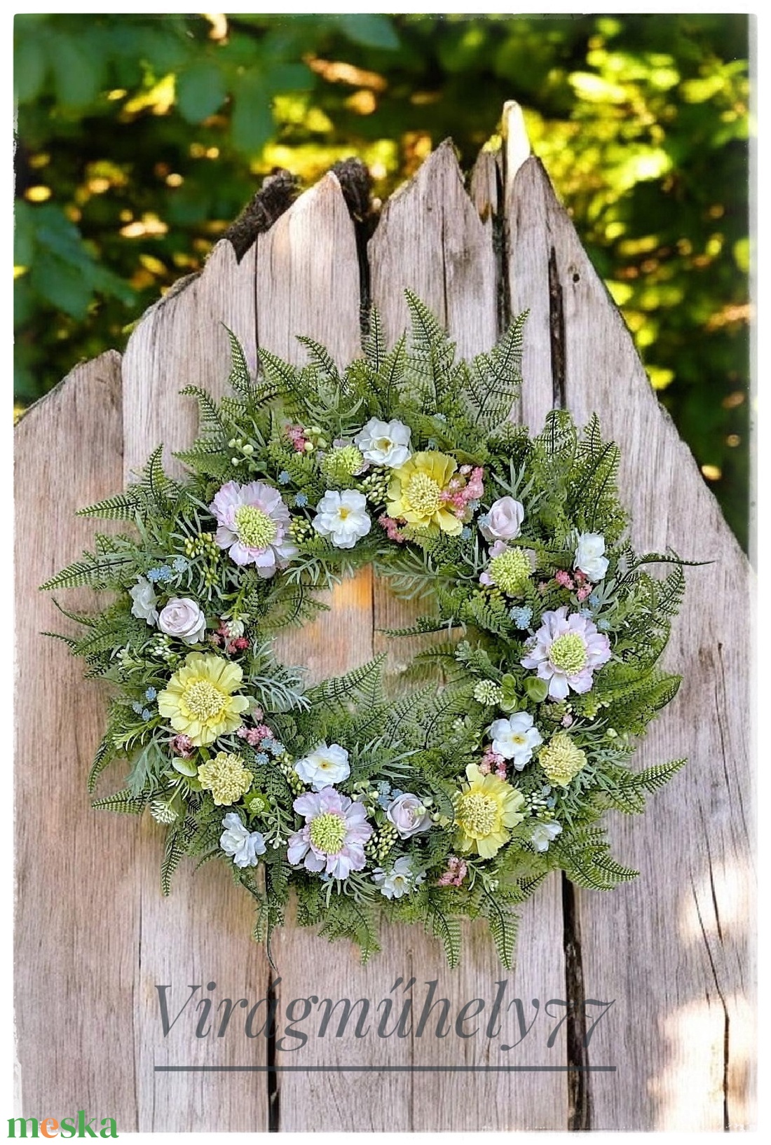 Tavaszi Mezei virágos kopogtató 45cm - otthon & életmód - dekoráció - ajtó- és ablak dekoráció - ajtódísz & kopogtató - Meska.hu