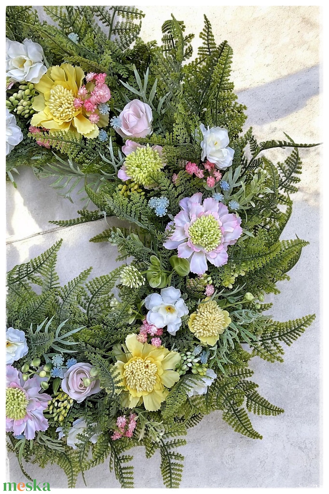 Tavaszi Mezei virágos kopogtató 45cm - otthon & életmód - dekoráció - ajtó- és ablak dekoráció - ajtódísz & kopogtató - Meska.hu