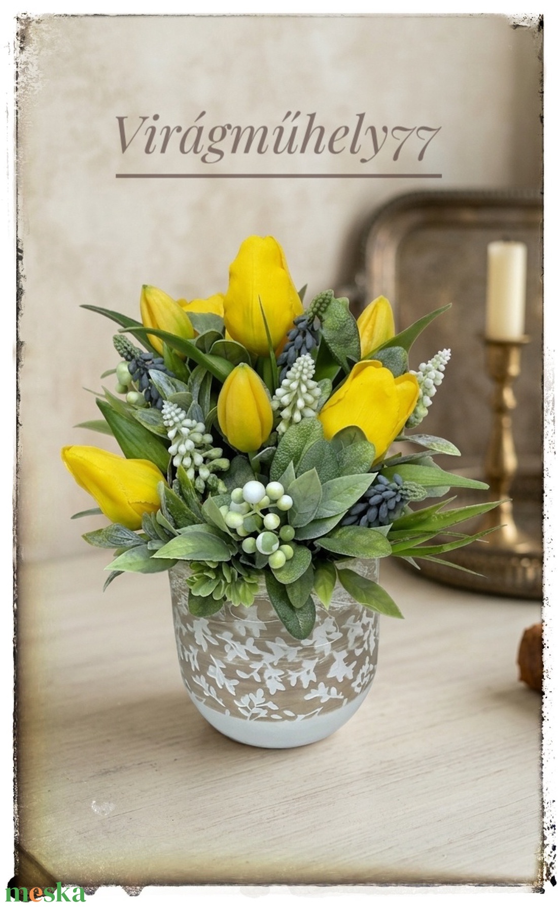 Élethű tavaszi tulipáncsokor - otthon & életmód - virágdekoráció - virágdíszek - virágdísz kaspóban - Meska.hu