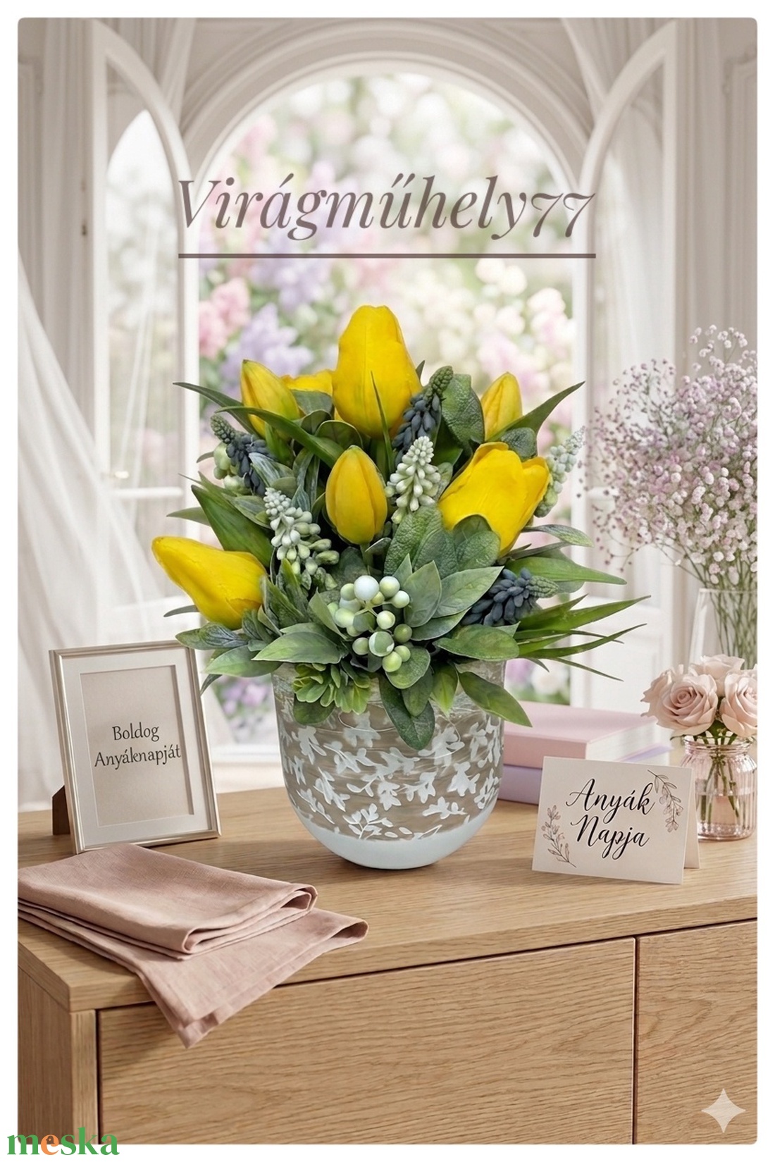 Élethű tavaszi tulipáncsokor - otthon & életmód - virágdekoráció - virágdíszek - virágdísz kaspóban - Meska.hu