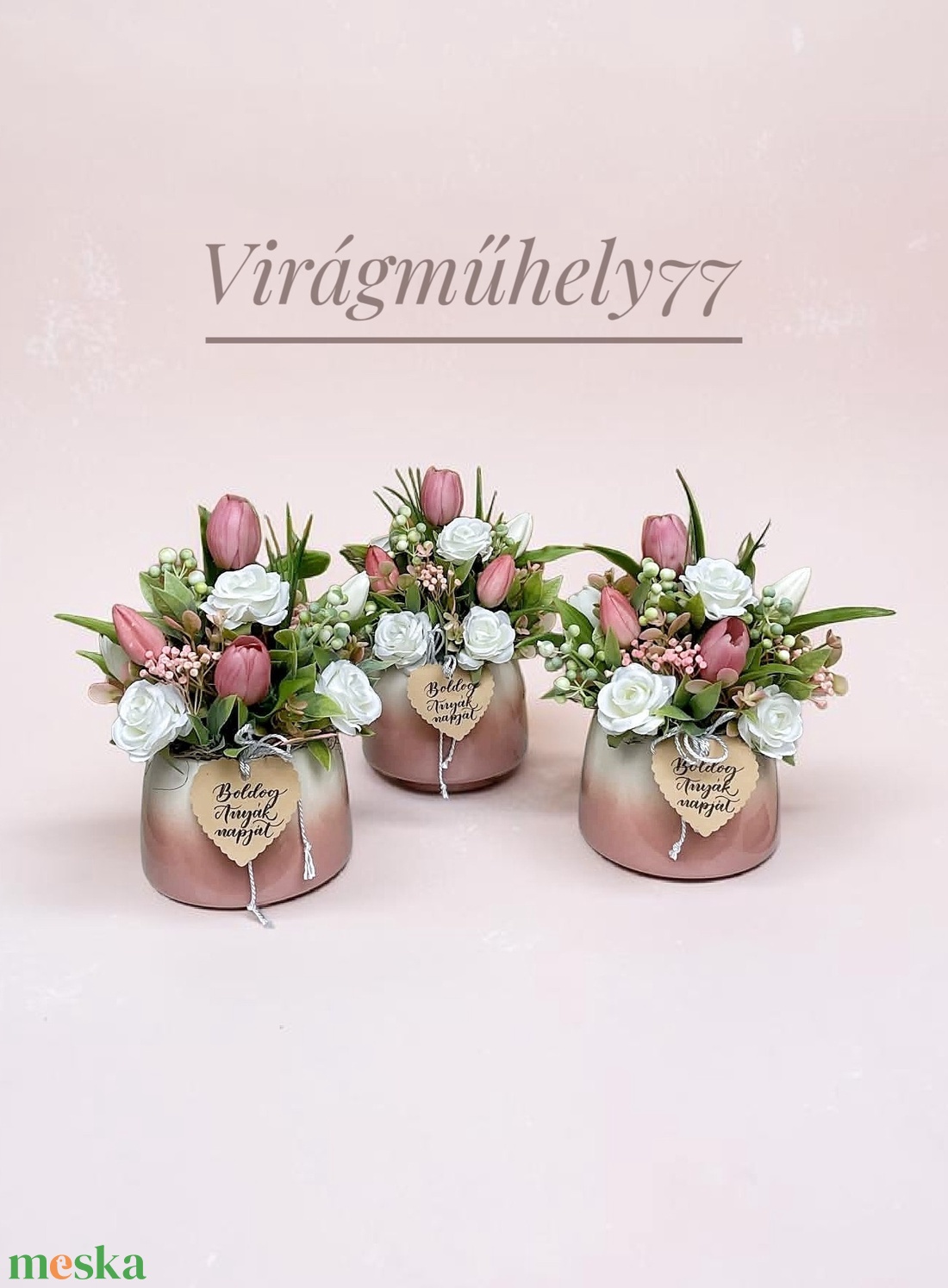 Pasztell színű tulipáncsokor - otthon & életmód - virágdekoráció - virágdíszek - asztali virágdísz - Meska.hu