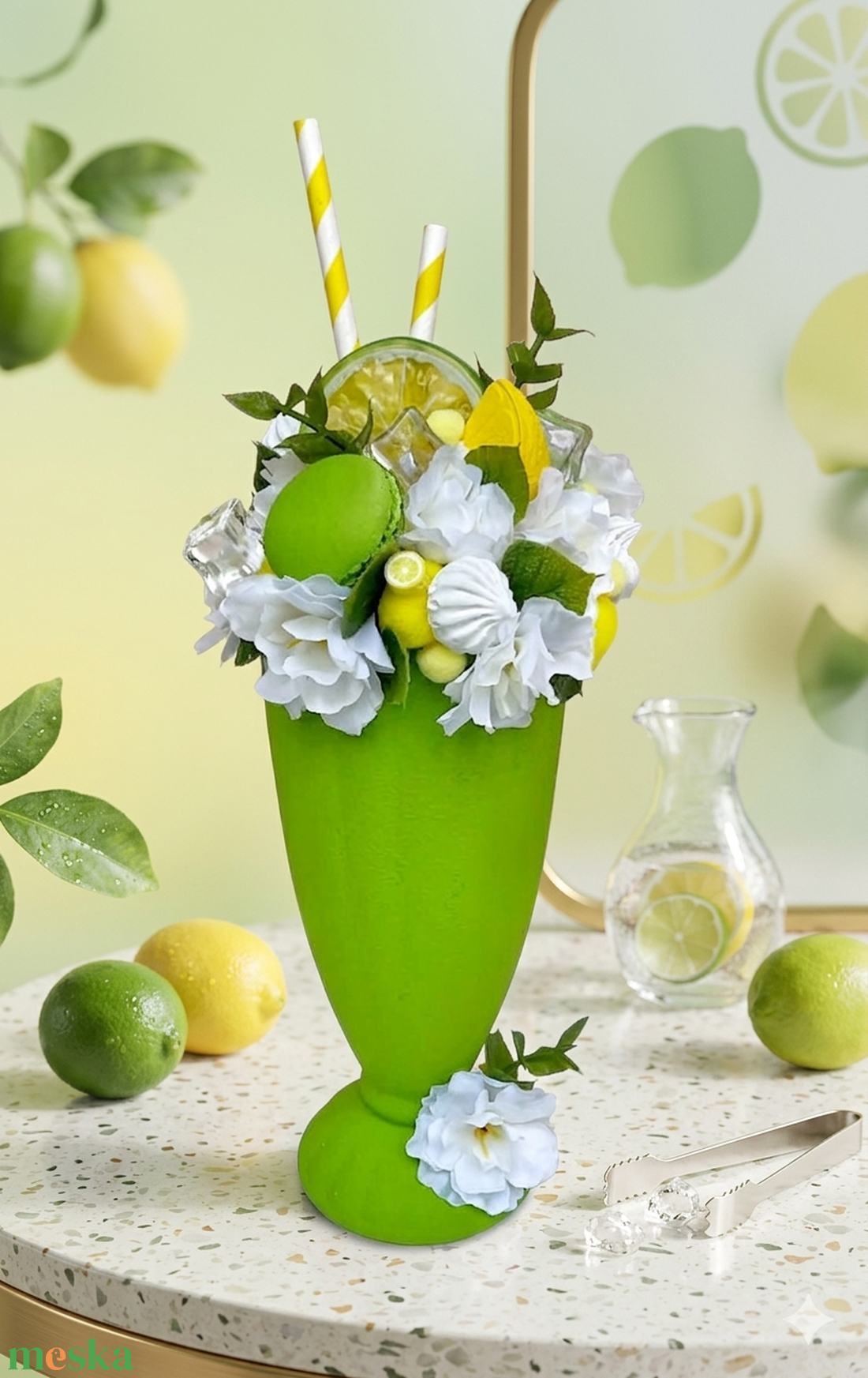 Citrom lime, limonádé , fagyi kehely  - otthon & életmód - dekoráció - asztal és polc dekoráció - asztaldísz - Meska.hu