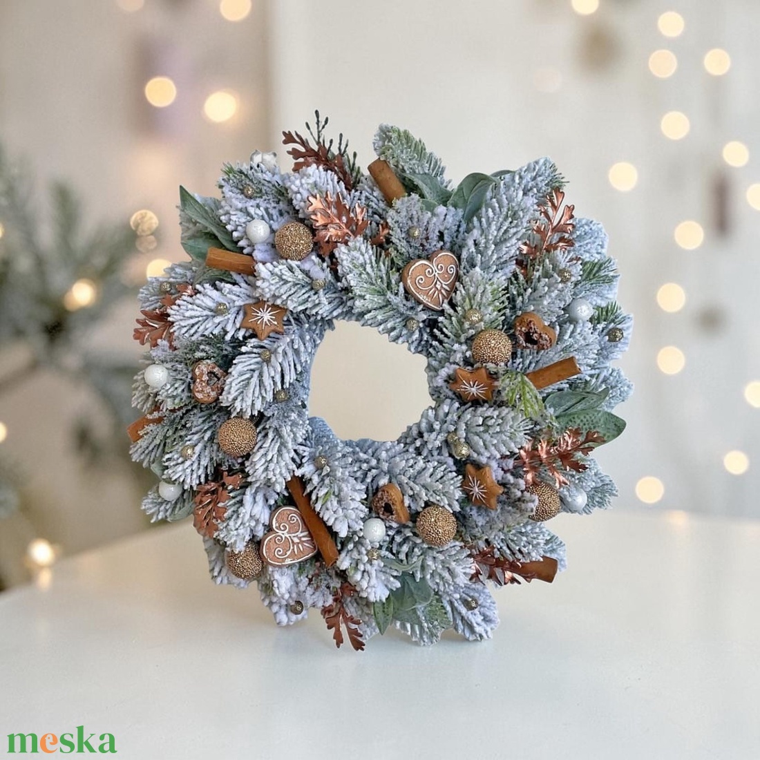 Mézeskalács kopogtató 25cm - karácsony - adventi díszek - adventi ajtódísz - Meska.hu