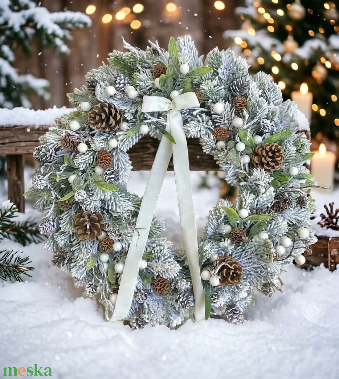 Téli deres kopogtató  - karácsony - adventi díszek - adventi ajtódísz - Meska.hu