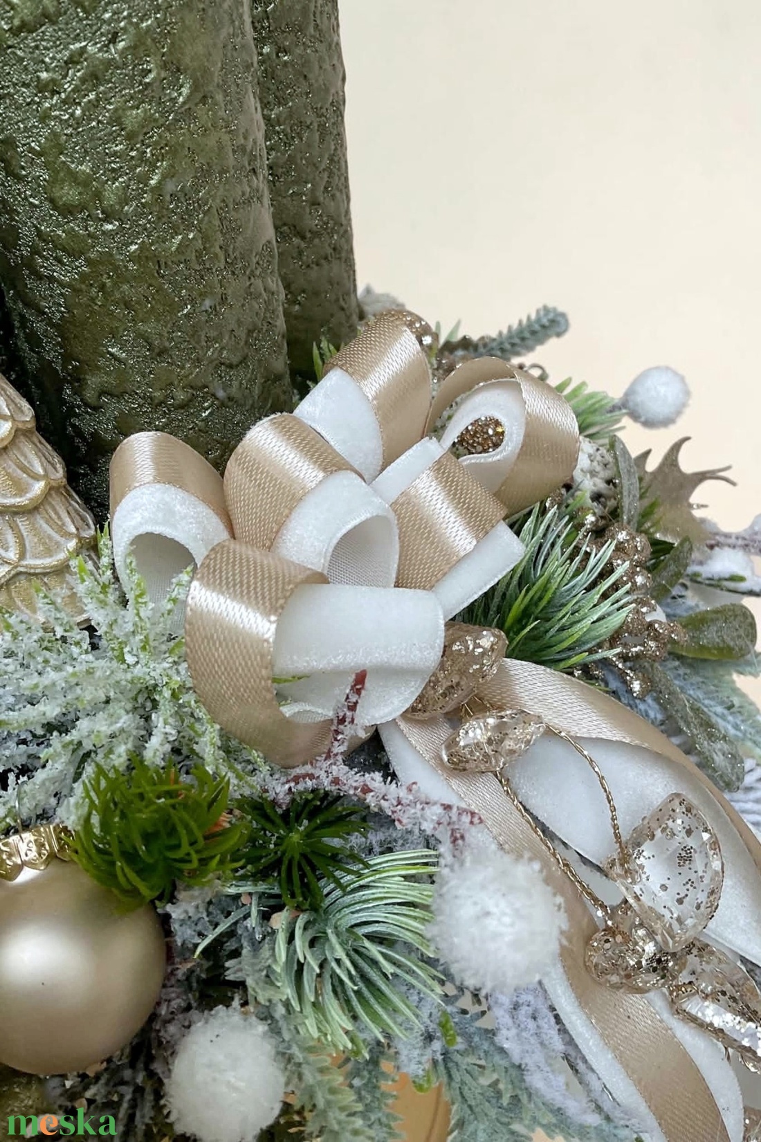 Modern elegáns adventi arany zöld színben - karácsony - adventi díszek - adventi gyertyadíszek és koszorúdíszek - Meska.hu