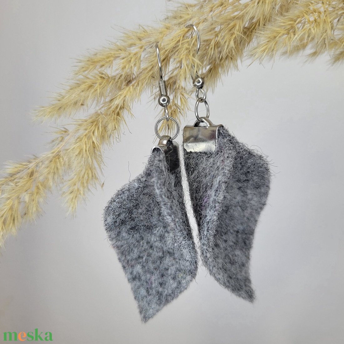 Tündérlevél aromafülbevaló- szürke - ékszer - fülbevaló - lógó fülbevaló - Meska.hu