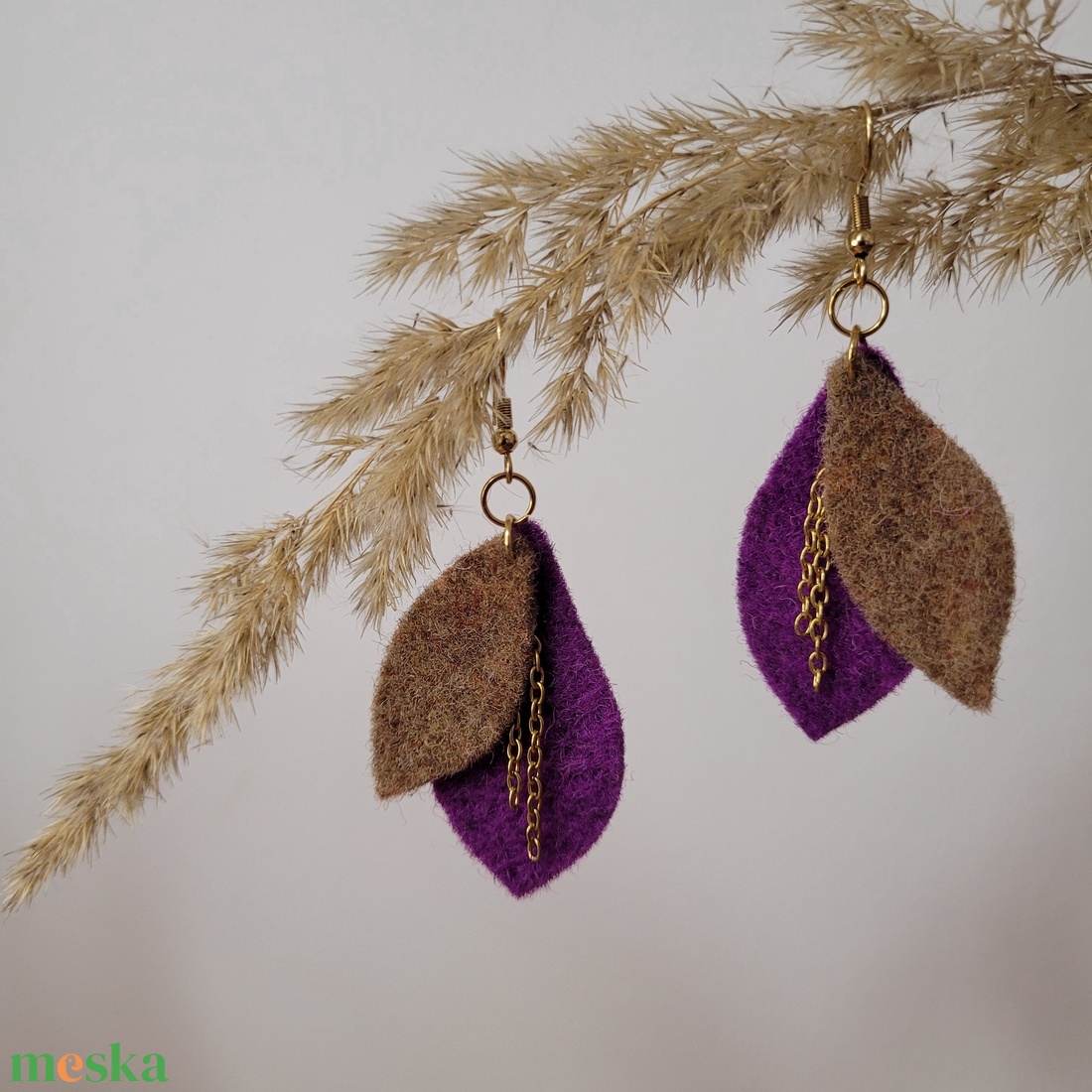 Napfénylevelek aromafülbevaló - lila, barna - ékszer - fülbevaló - lógó fülbevaló - Meska.hu