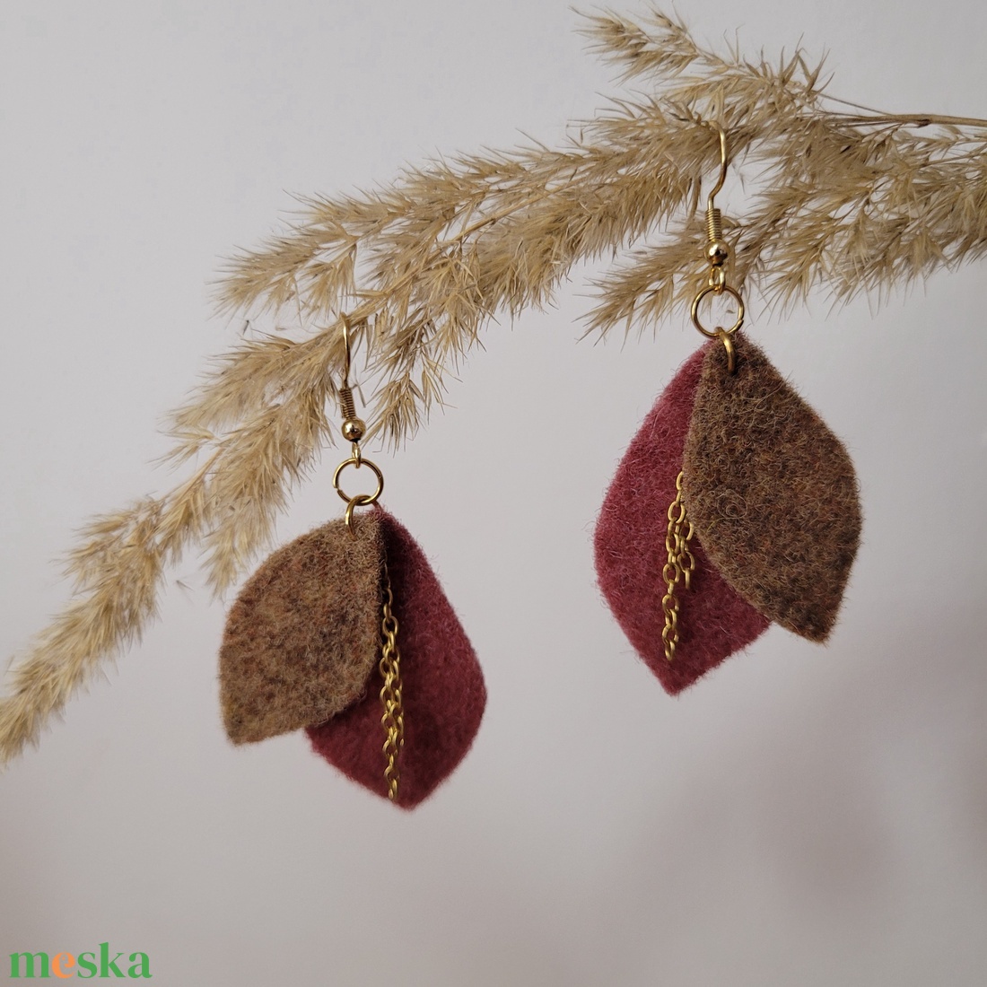 Napfénylevelek aromafülbevaló - lazac, barna - ékszer - fülbevaló - lógó fülbevaló - Meska.hu