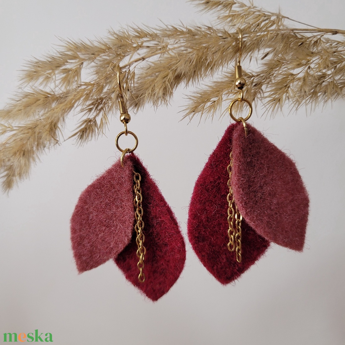Napfénylevelek aromafülbevaló - bordó, lazac - ékszer - fülbevaló - lógó fülbevaló - Meska.hu