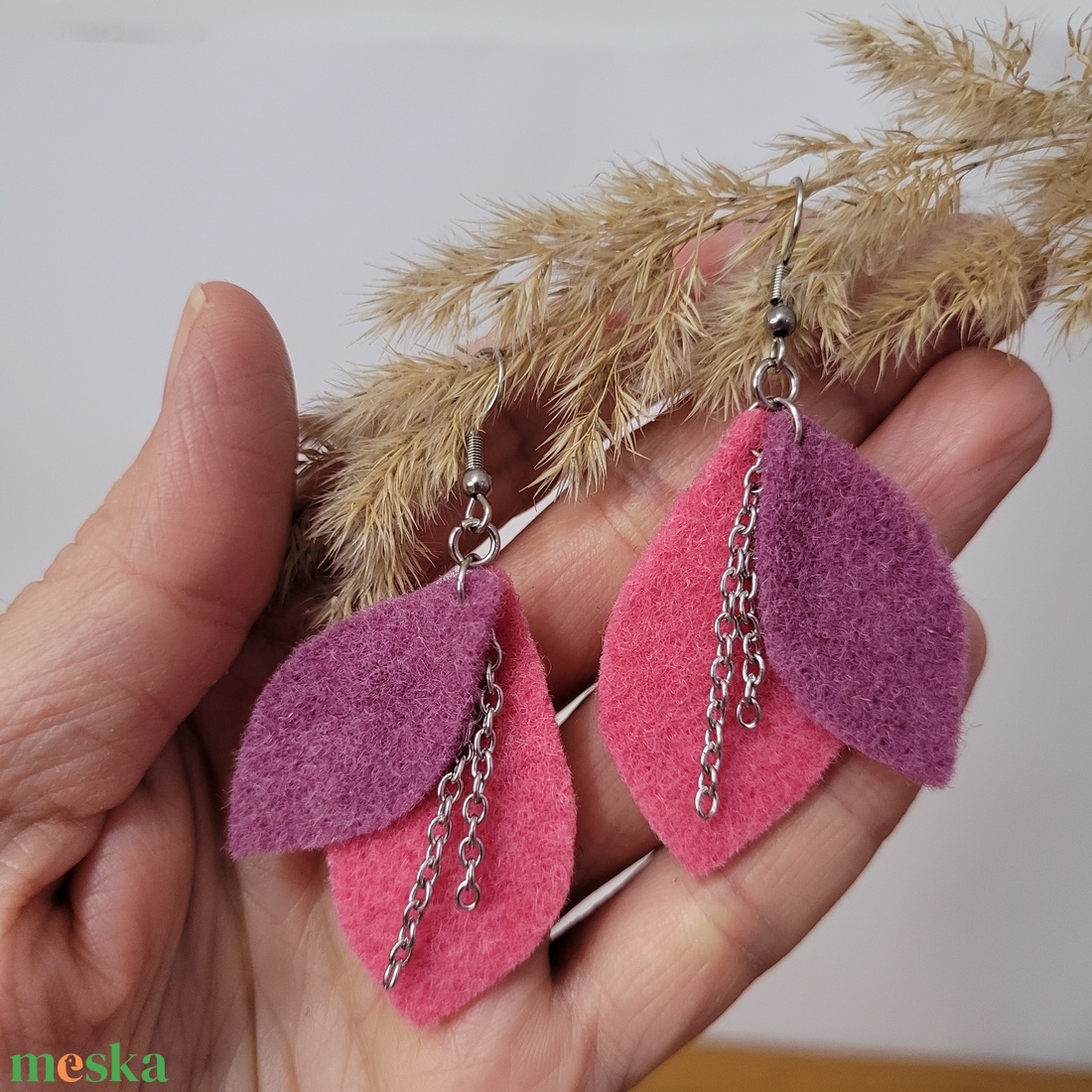 Napfénylevelek aromafülbevaló - rózsaszín lila - ékszer - fülbevaló - lógó fülbevaló - Meska.hu