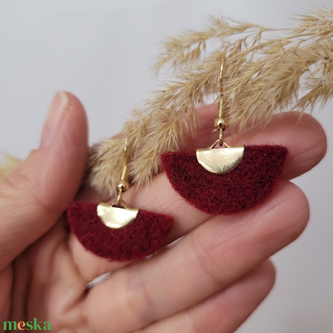 Holdszirmok aromafülbevaló - bordó - ékszer - fülbevaló - lógó fülbevaló - Meska.hu